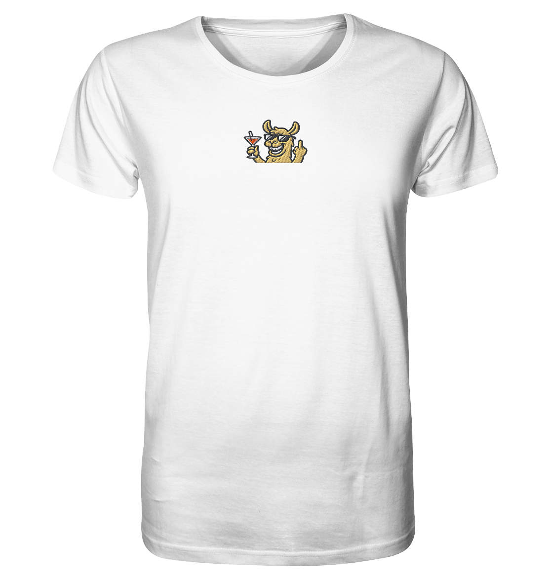 Lama mit Mittelfinger – Partymodus mit Attitüde - Organic Shirt (Stick)