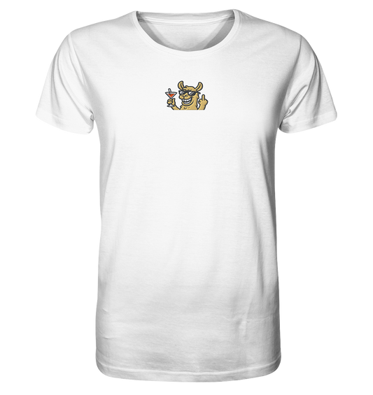 Lama mit Mittelfinger – Partymodus mit Attitüde - Organic Shirt (Stick)