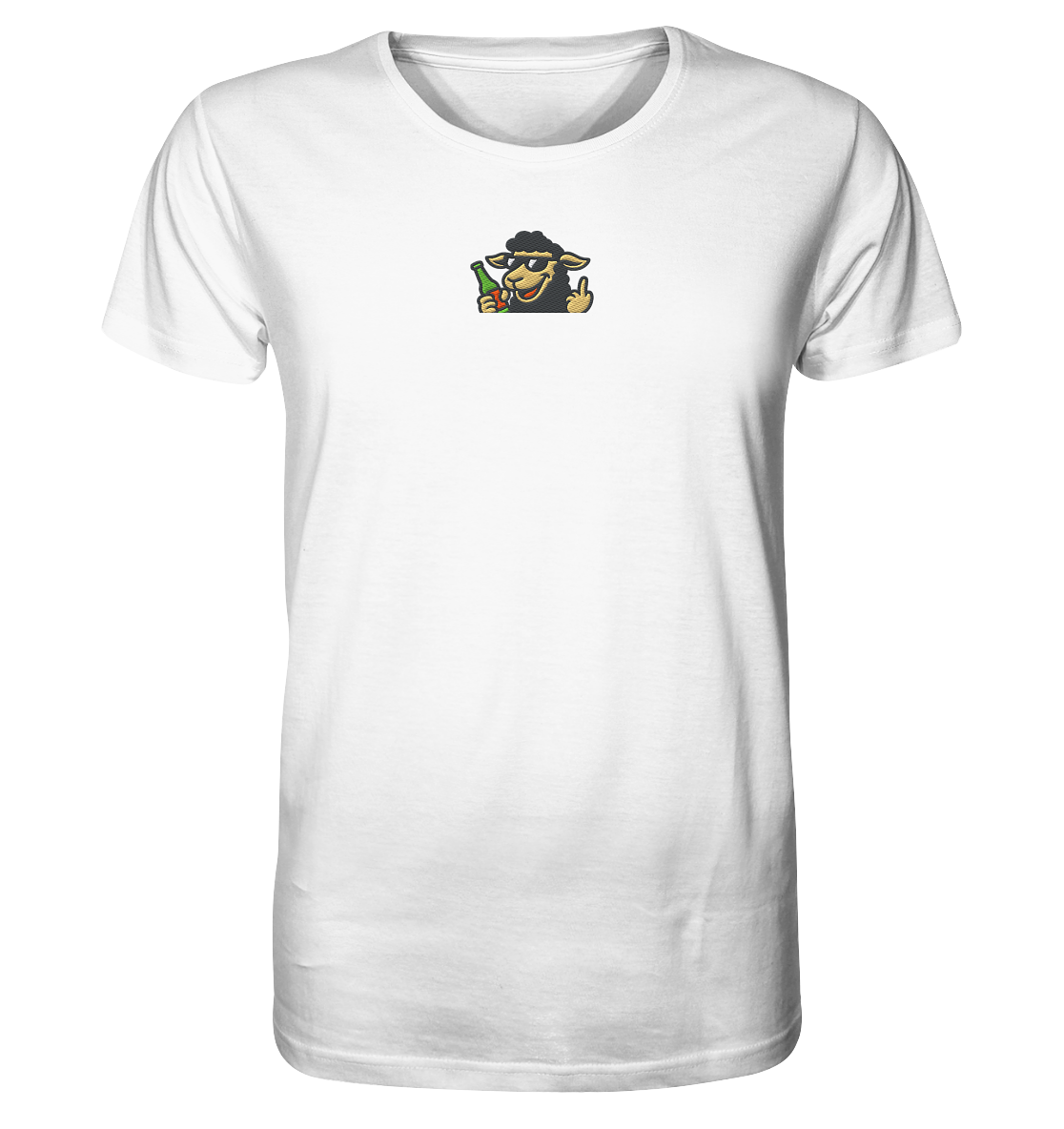 Schaf mit Mittelfinger im Partymodus – Zu viel Konfetti, zu wenig Geduld - Organic Shirt (Stick)