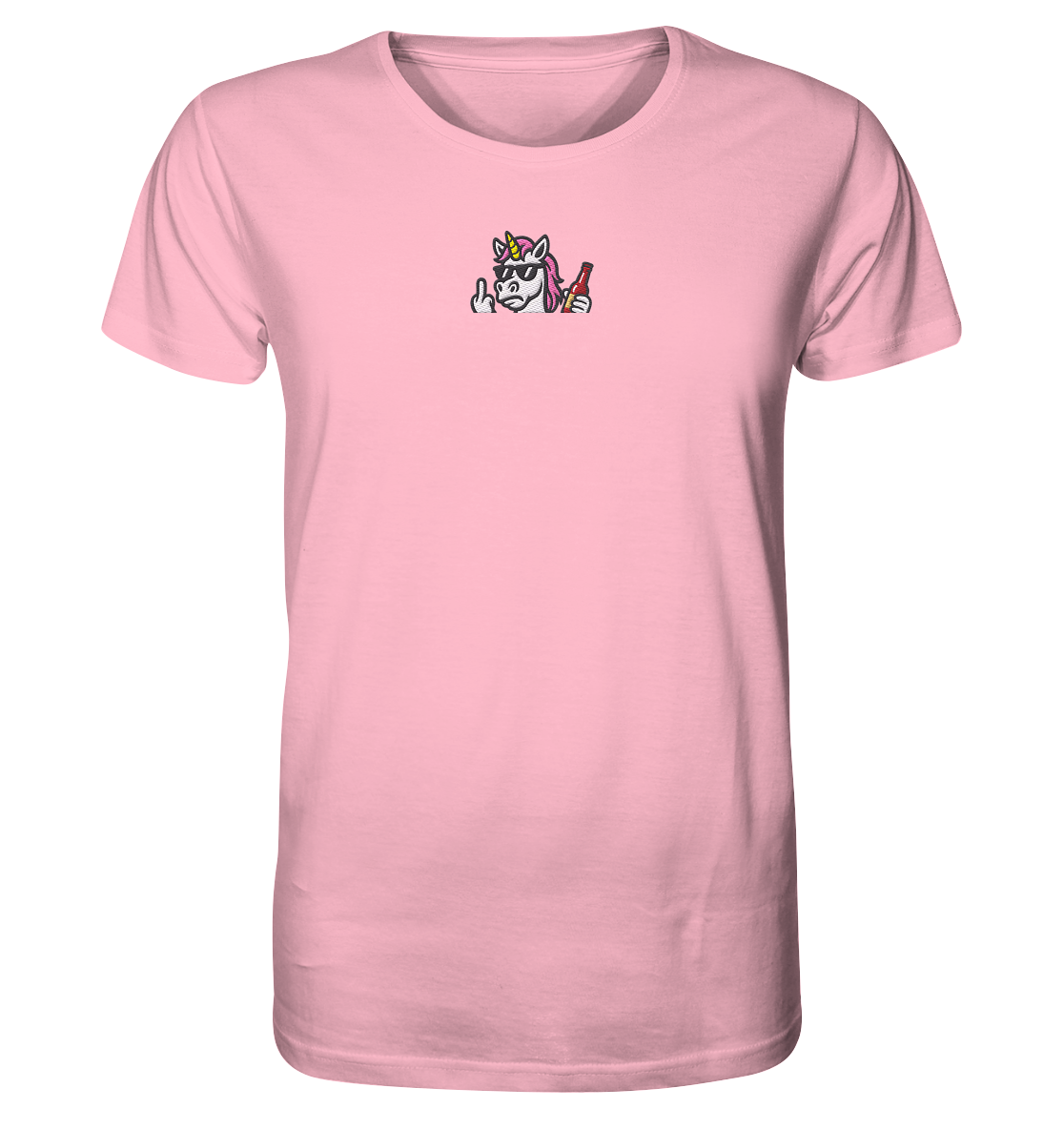 Einhorn mit Mittelfinger – Rave-Rainbow in Rebellion - Organic Shirt (Stick)