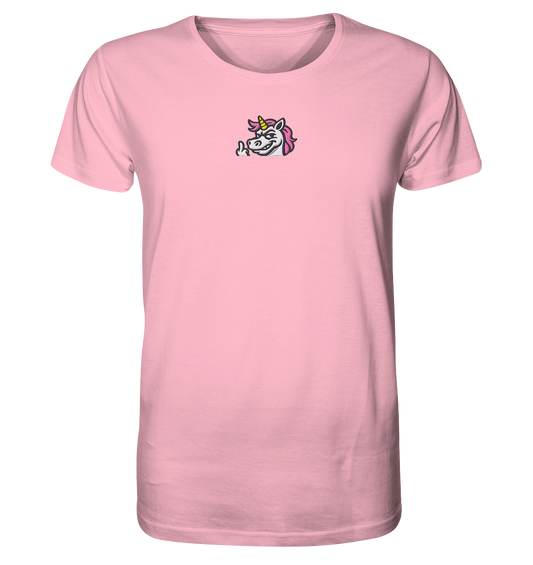 Einhorn mit Mittelfinger – Zu süß zum Ertragen, zu frech zum Ignorieren - Organic Shirt (Stick)