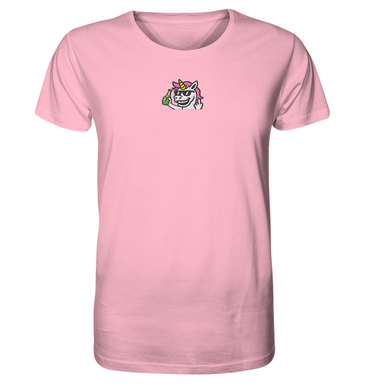 Einhorn mit Mittelfinger – Im Partymodus scheißt’s auf Glitzerregeln - Organic Shirt (Stick)