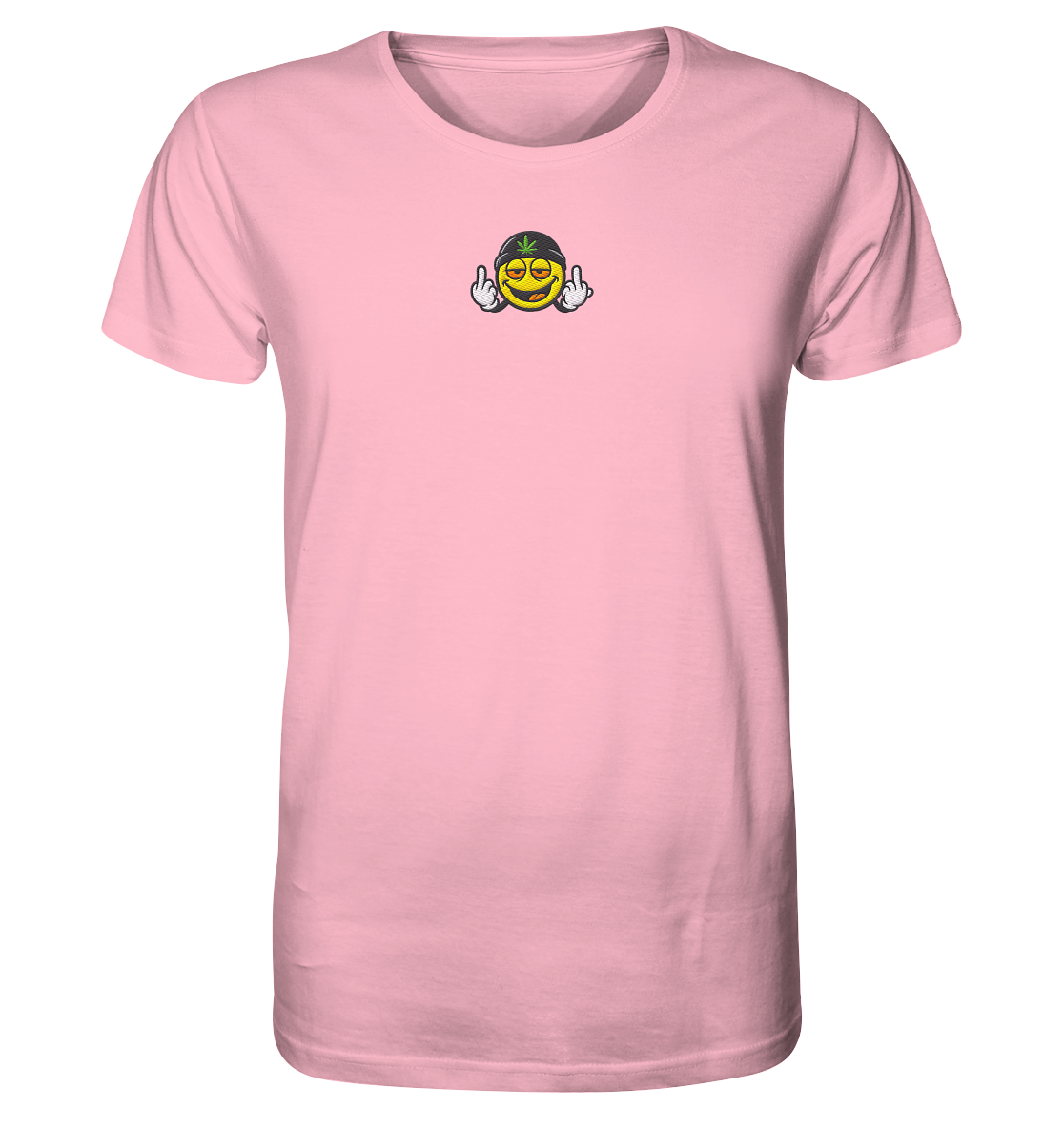 Smiley mit Mittelfinger – Lächeln. Ziehen. Grenzen setzen. - Organic Shirt (Stick)