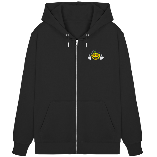 Smiley mit Mittelfinger – Lächeln. Ziehen. Grenzen setzen. - Organic Zipper (Stick)