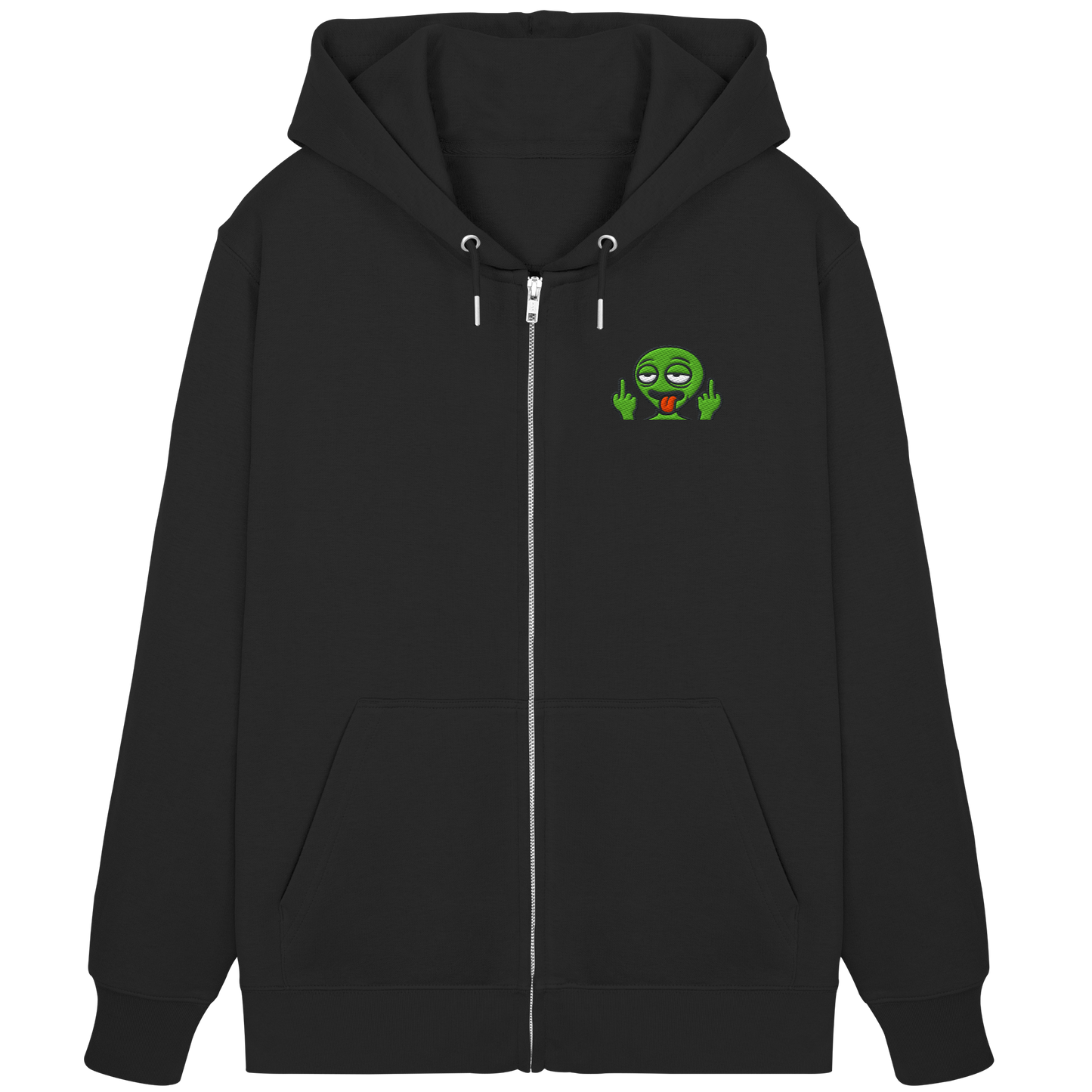 Alien mit Mittelfinger – Ich will nach Hause, aber erst flippe ich euch noch - Organic Zipper (Stick)