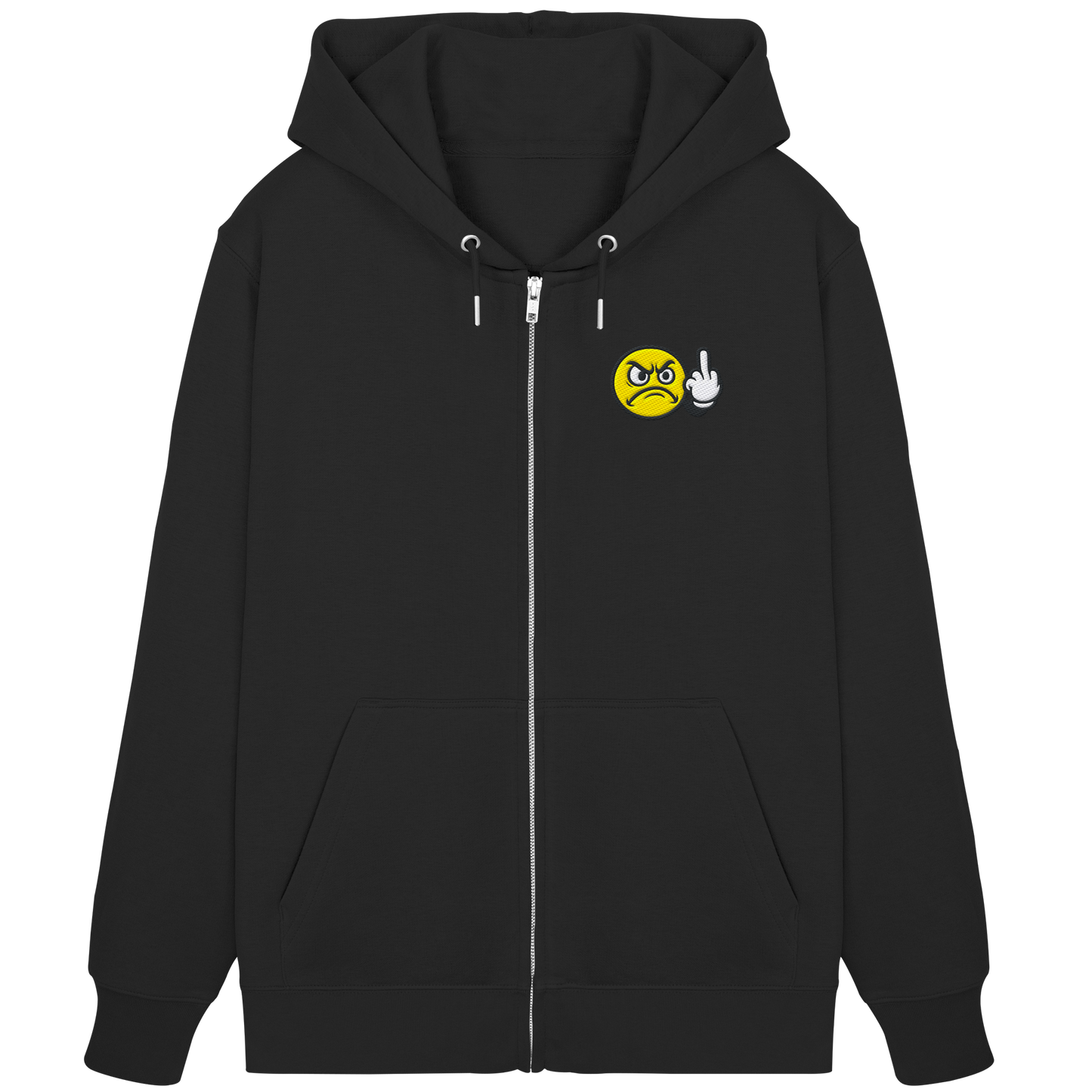 Smiley mit Mittelfinger – Dein stilles „Nope“ mit Gesicht - Organic Zipper (Stick)