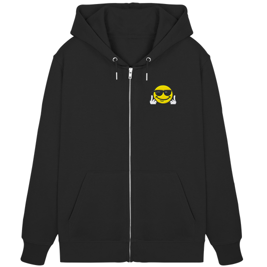 Smiley mit Mittelfinger – Gute Laune. Schlechte Laune. Klar geregelt. - Organic Zipper (Stick)