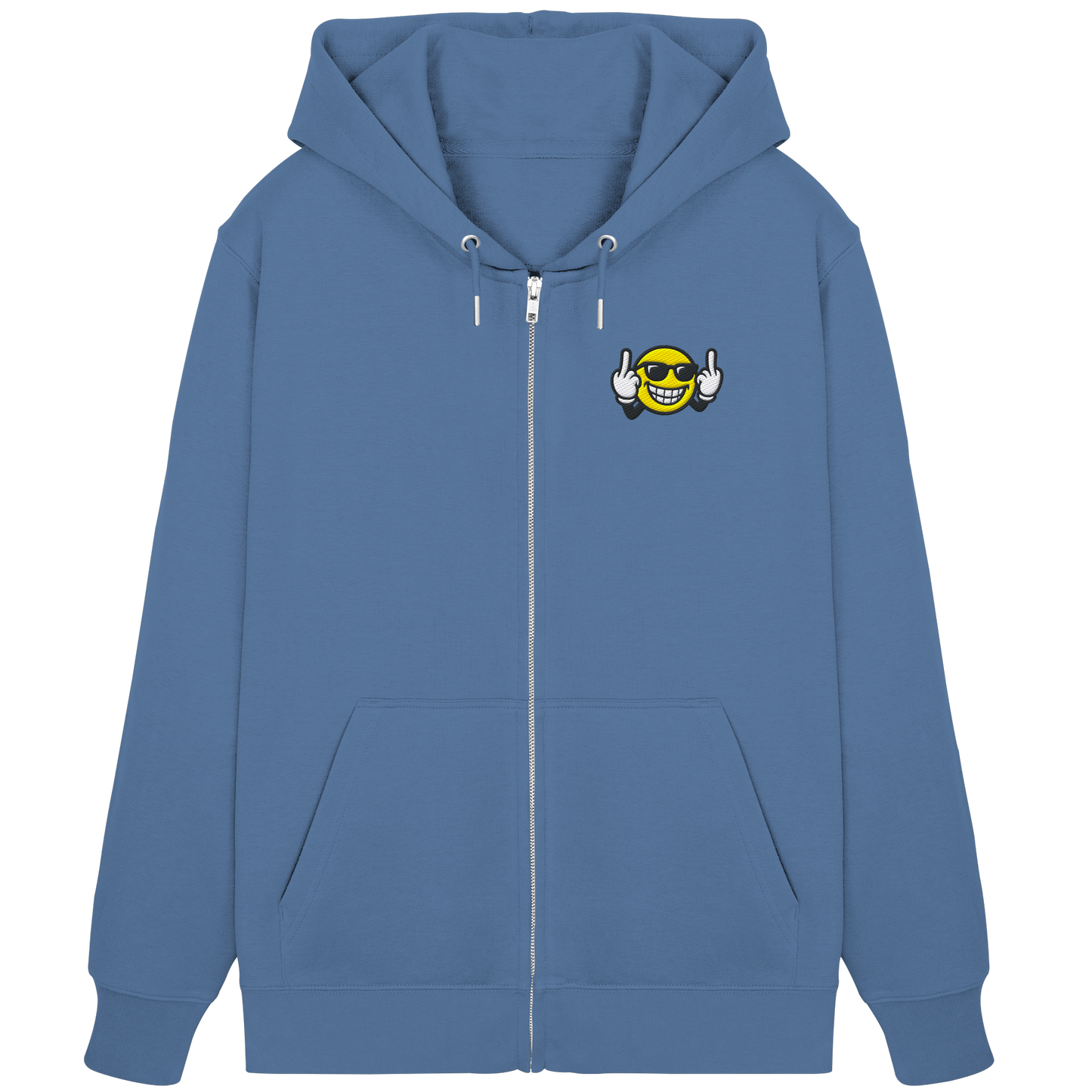 Smiley mit Mittelfinger – Nett lächeln. Weitergehen. - Organic Zipper (Stick)