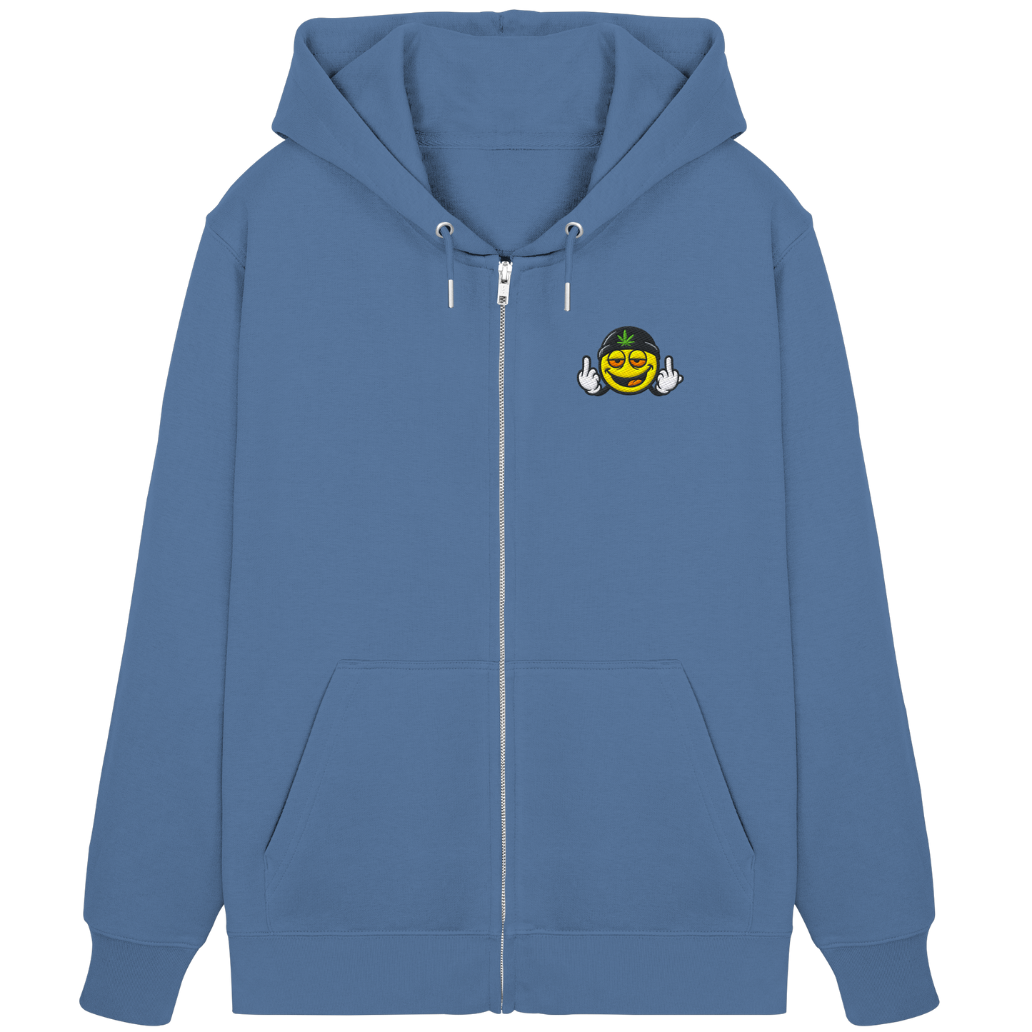 Smiley mit Mittelfinger – Lächeln. Ziehen. Grenzen setzen. - Organic Zipper (Stick)