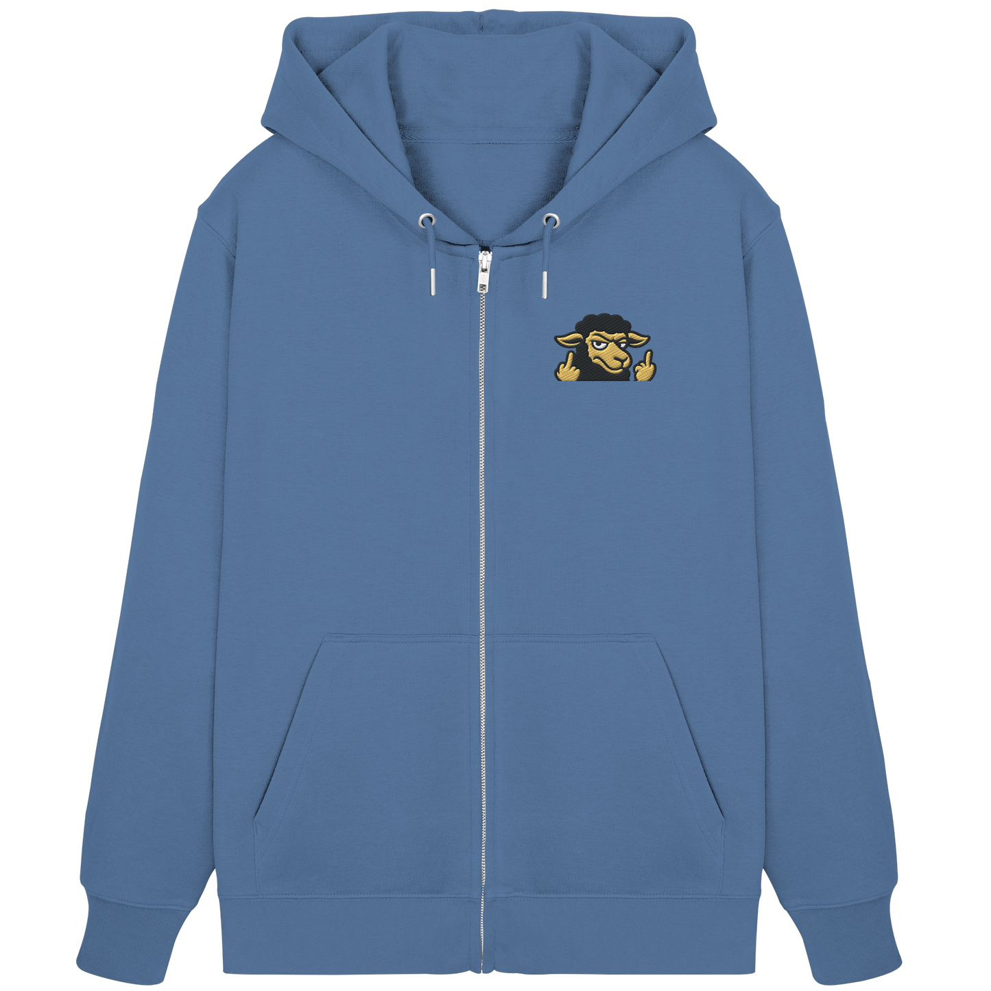 Schwarzes Schaf mit Mittelfinger – Das stille Nein in Stoffform - Organic Zipper (Stick)