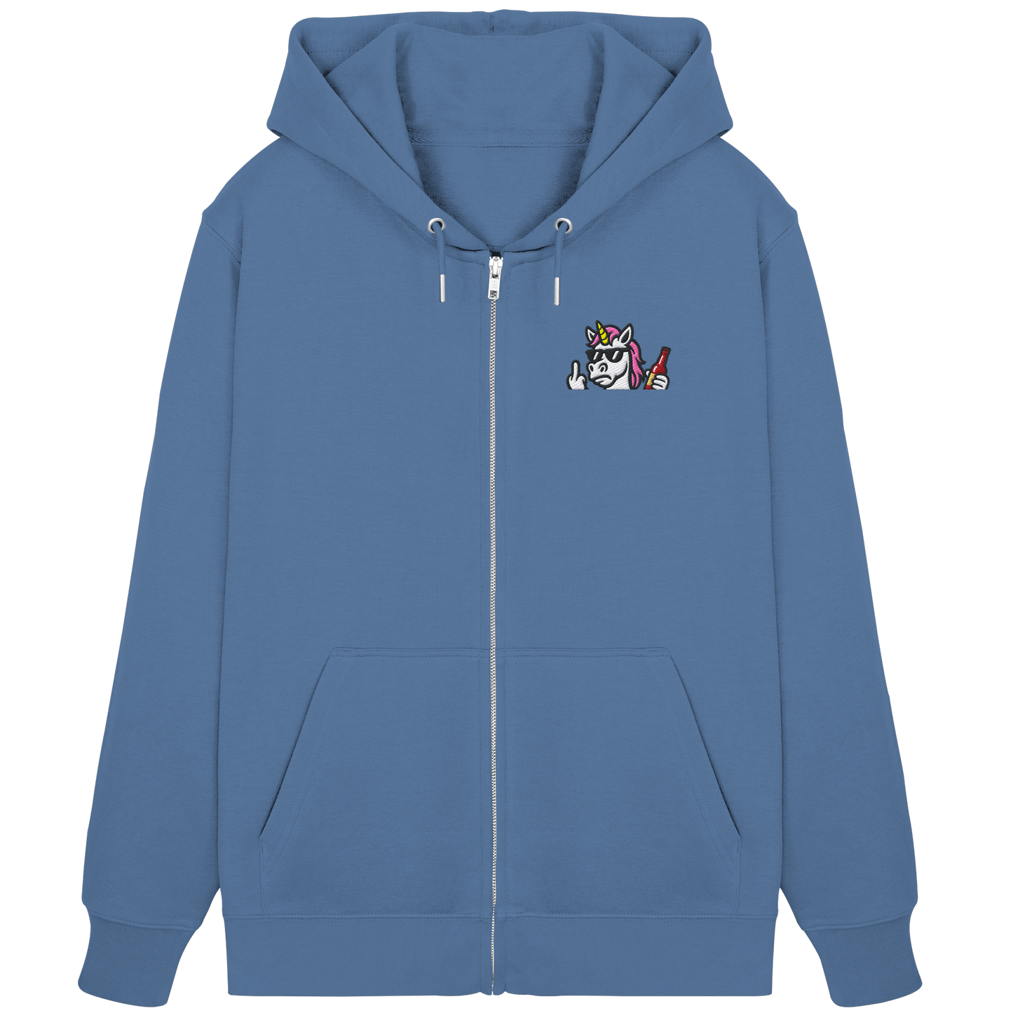 Einhorn mit Mittelfinger – Rave-Rainbow in Rebellion - Organic Zipper (Stick)