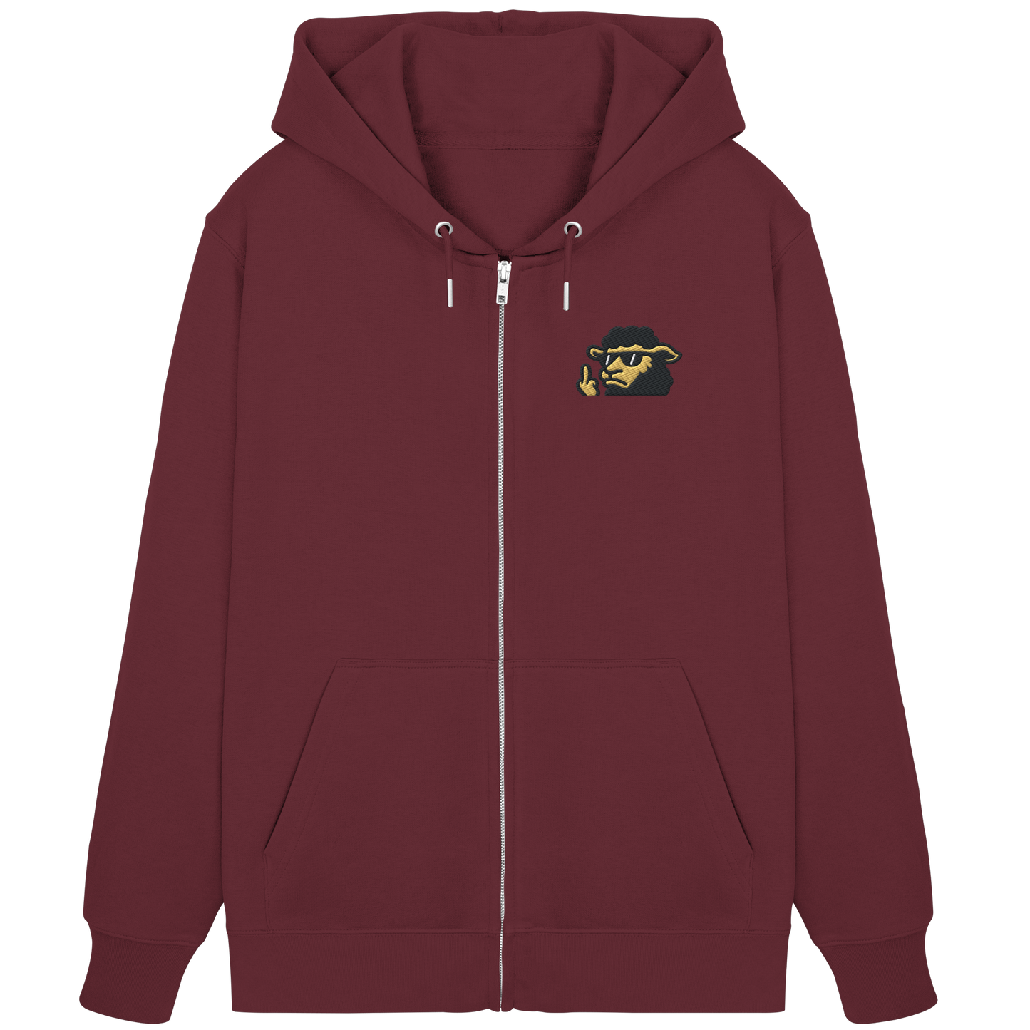 Schwarzes Schaf mit Mittelfinger – Lieber auffallen als mitlaufen - Organic Zipper (Stick)