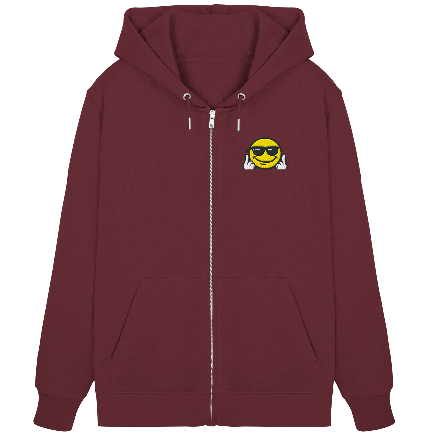 Smiley mit Mittelfinger – Gute Laune. Schlechte Laune. Klar geregelt. - Organic Zipper (Stick)