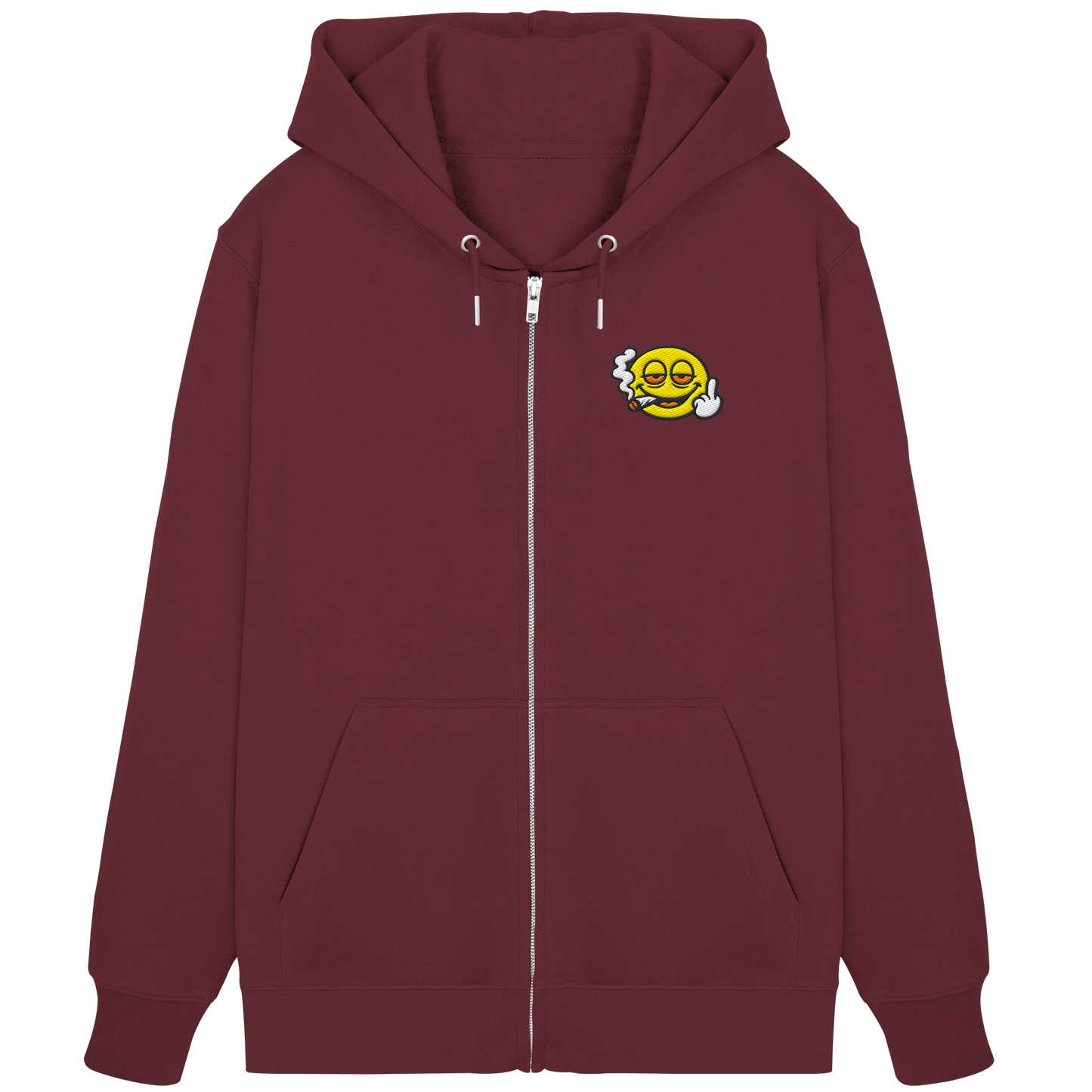 Smiley mit Mittelfinger – Wie ein Joint, nur zum Anziehen - Organic Zipper (Stick)