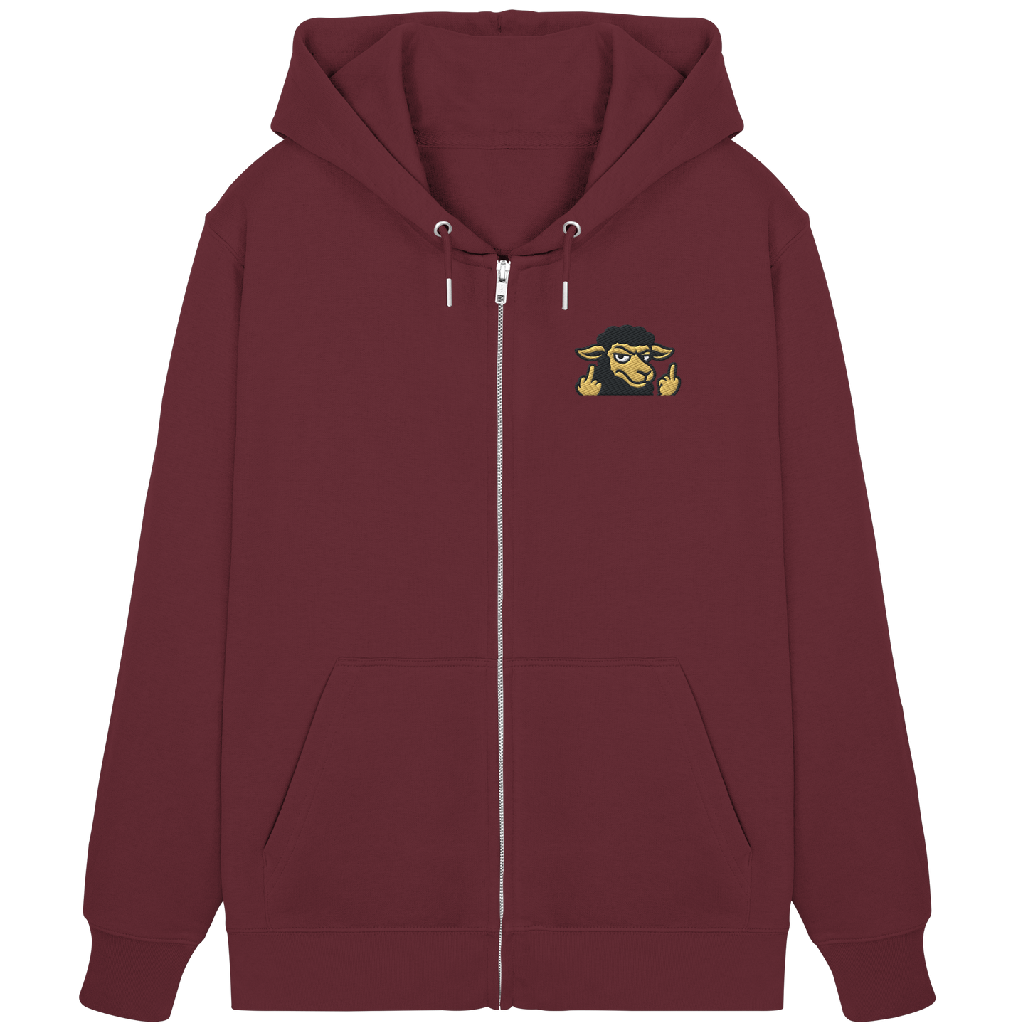 Schwarzes Schaf mit Mittelfinger – Das stille Nein in Stoffform - Organic Zipper (Stick)