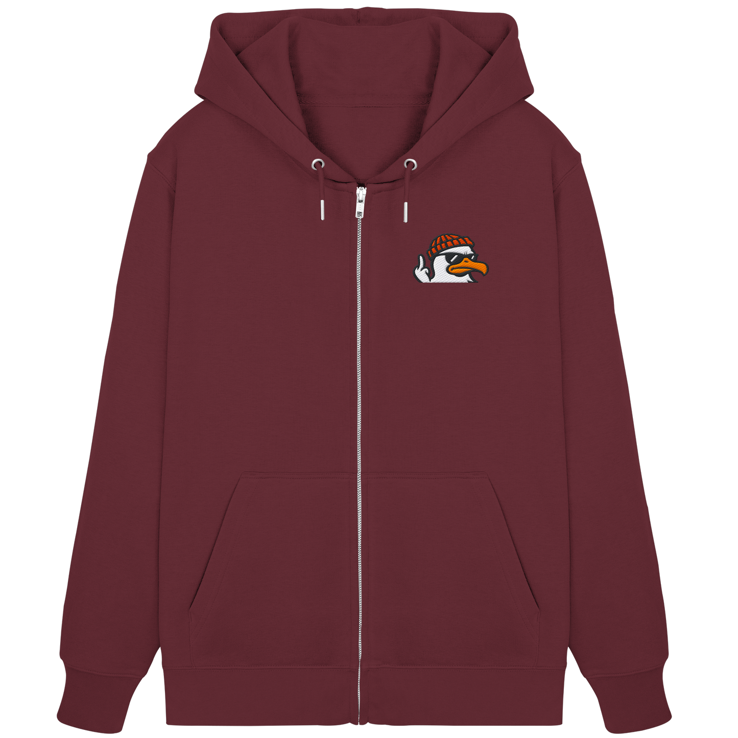Möwe mit Mittelfinger – Klarstellung in Federform - Organic Zipper (Stick)