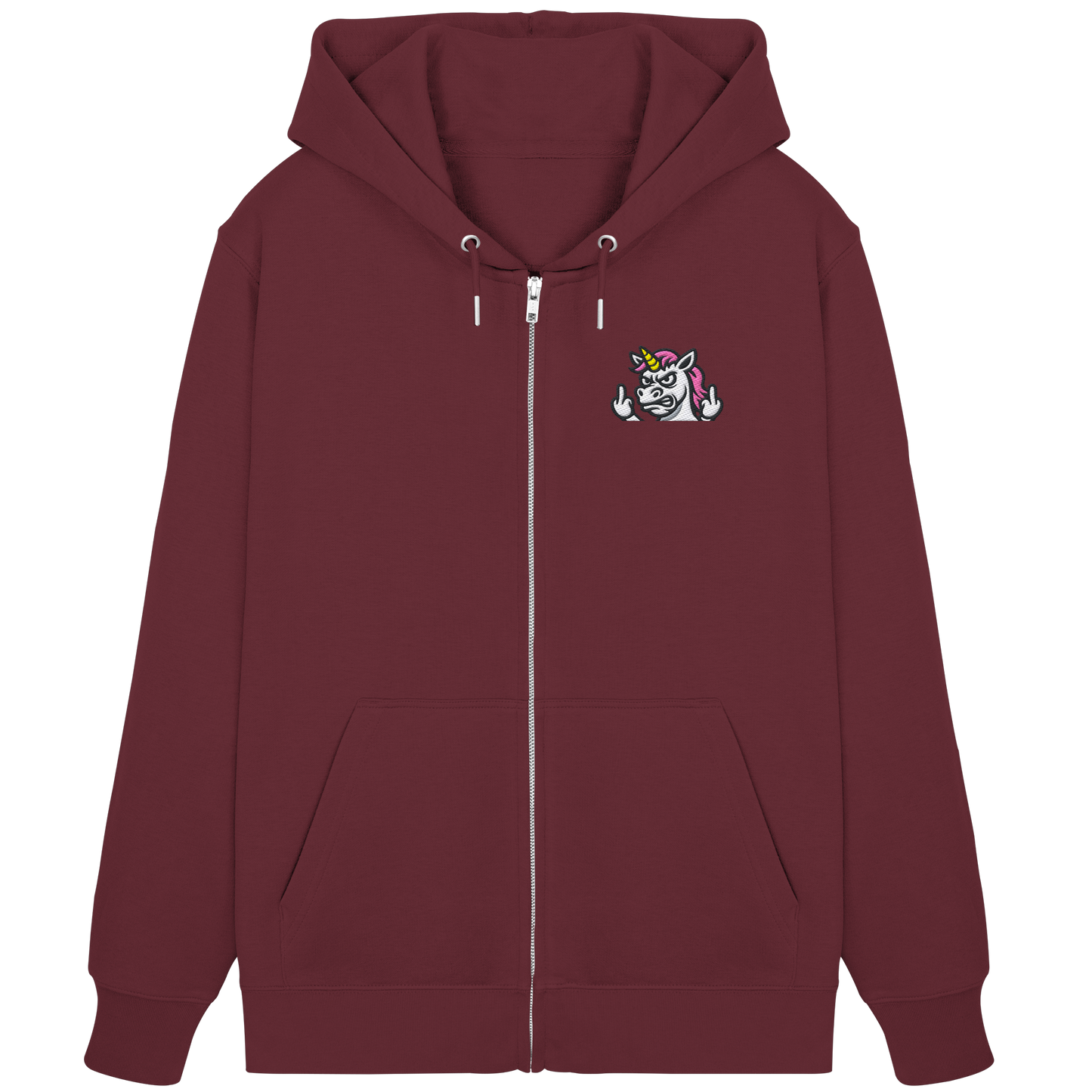Einhorn mit Mittelfinger – Sag’s mit dem Horn - Organic Zipper (Stick)