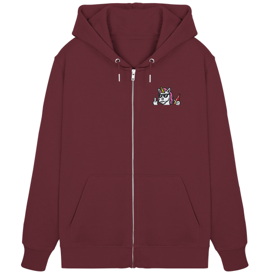 Einhorn mit Mittelfinger – Rave-Rainbow in Rebellion - Organic Zipper (Stick)