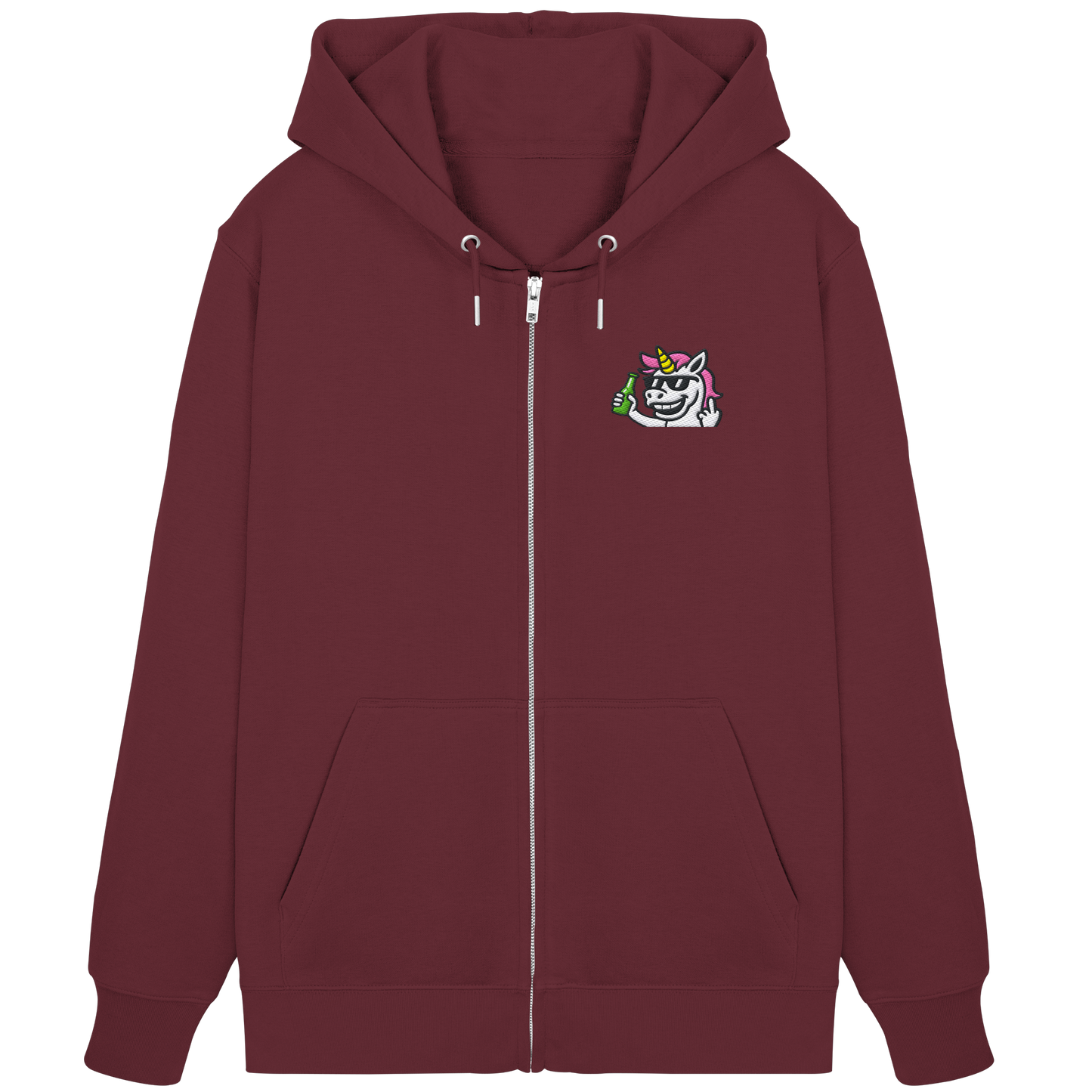 Einhorn mit Mittelfinger – Im Partymodus scheißt’s auf Glitzerregeln - Organic Zipper (Stick)