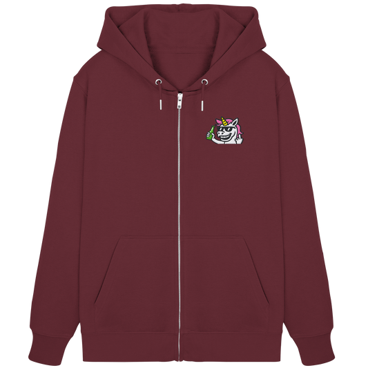 Einhorn mit Mittelfinger – Im Partymodus scheißt’s auf Glitzerregeln - Organic Zipper (Stick)