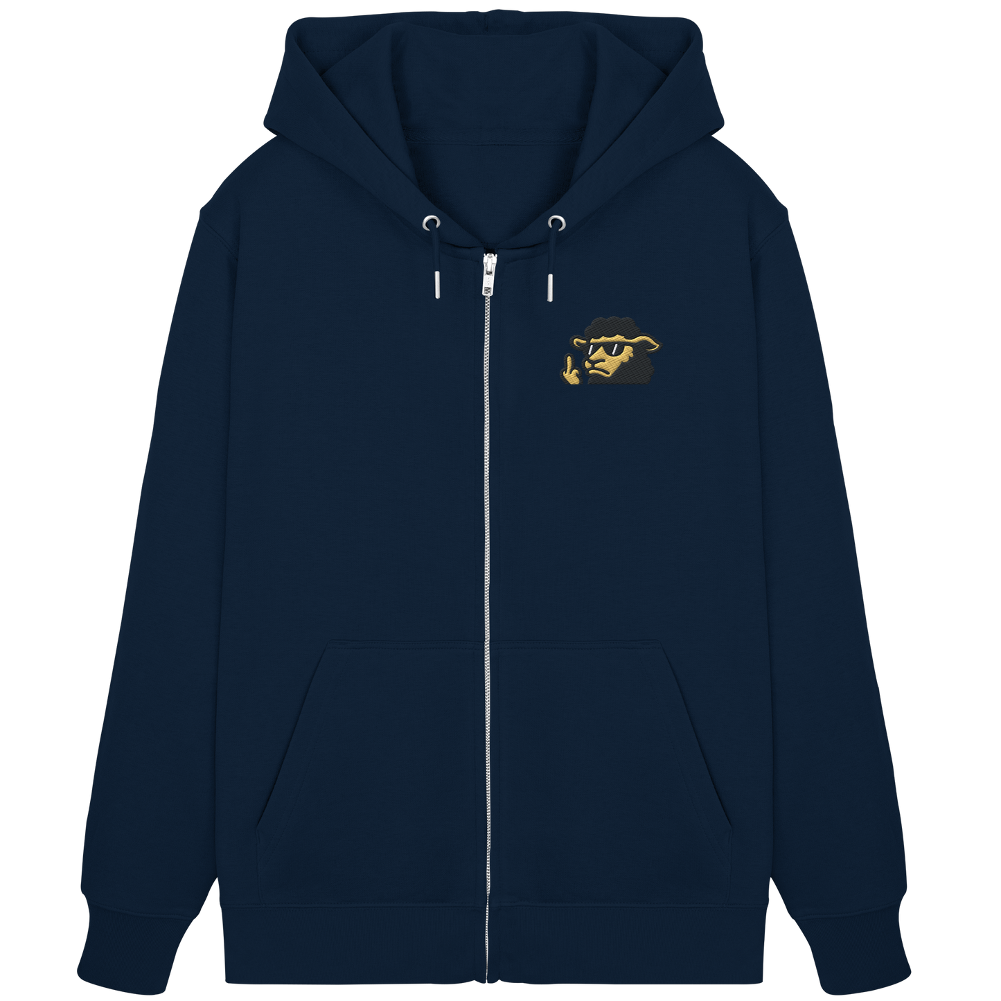 Schwarzes Schaf mit Mittelfinger – Lieber auffallen als mitlaufen - Organic Zipper (Stick)