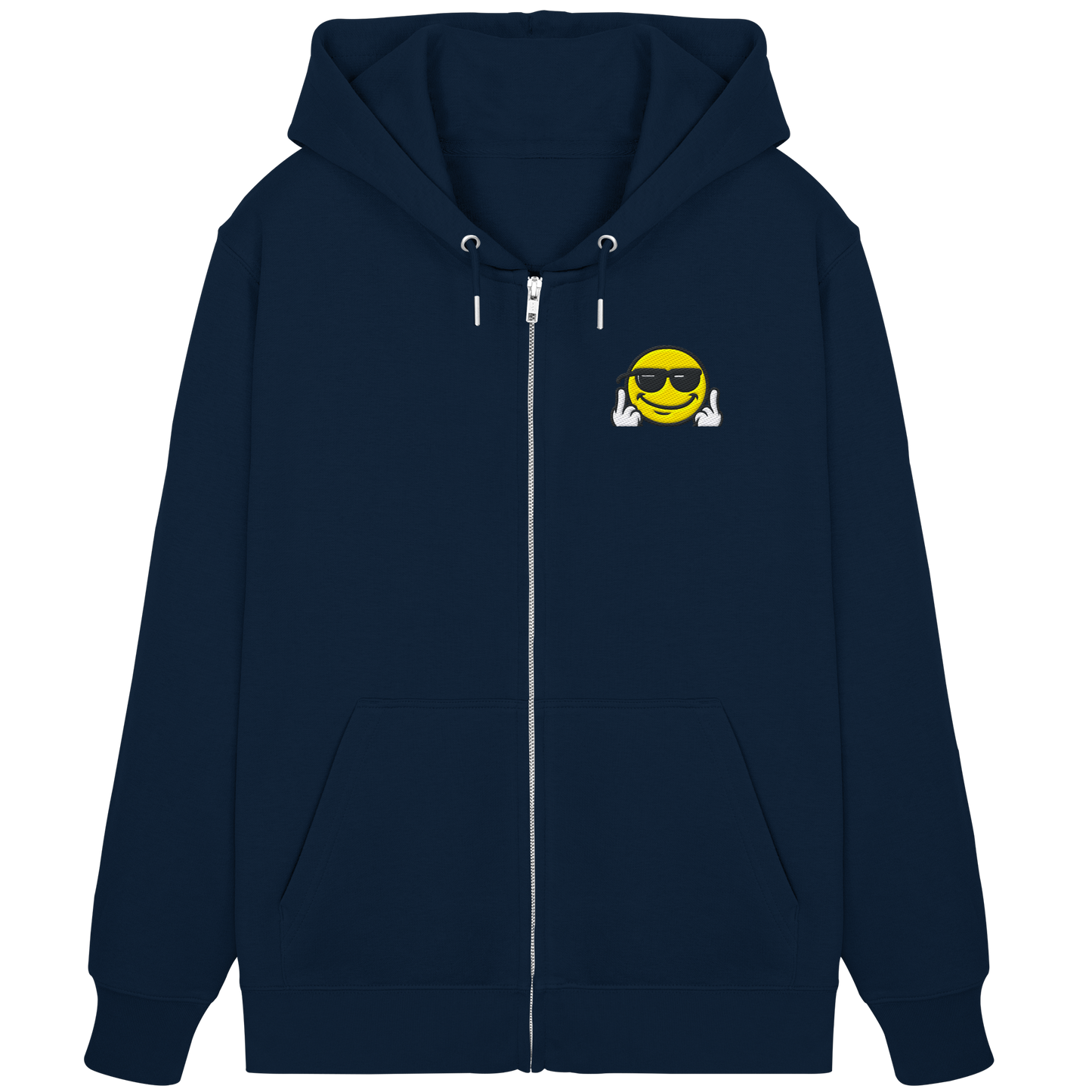 Smiley mit Mittelfinger – Gute Laune. Schlechte Laune. Klar geregelt. - Organic Zipper (Stick)