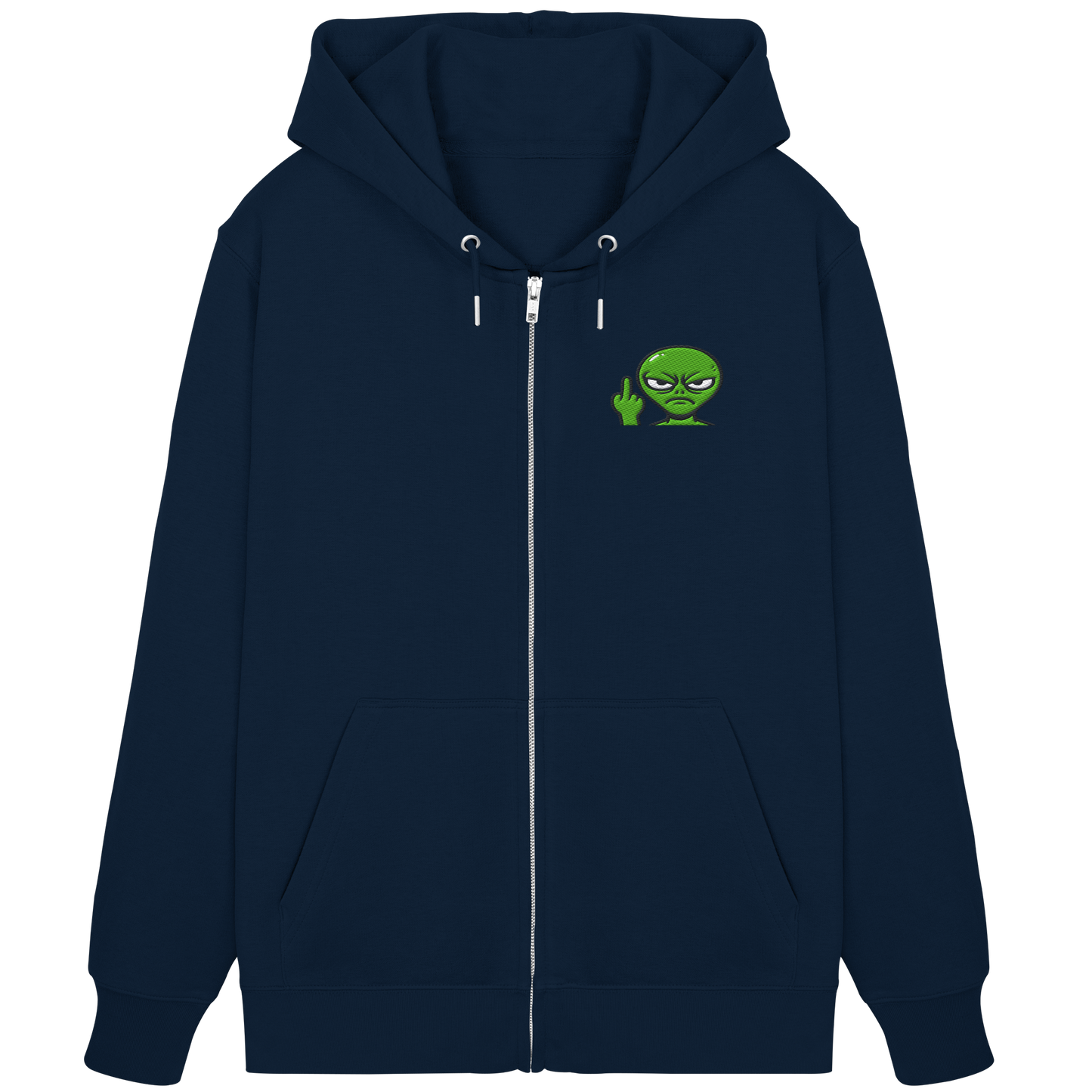 Alien mit Mittelfinger – Erdleben ist kein Ponyhof - Organic Zipper (Stick)