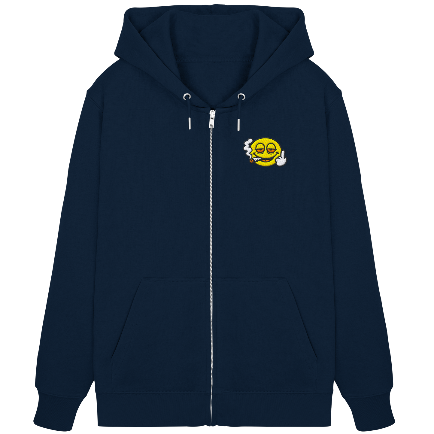 Smiley mit Mittelfinger – Wie ein Joint, nur zum Anziehen - Organic Zipper (Stick)