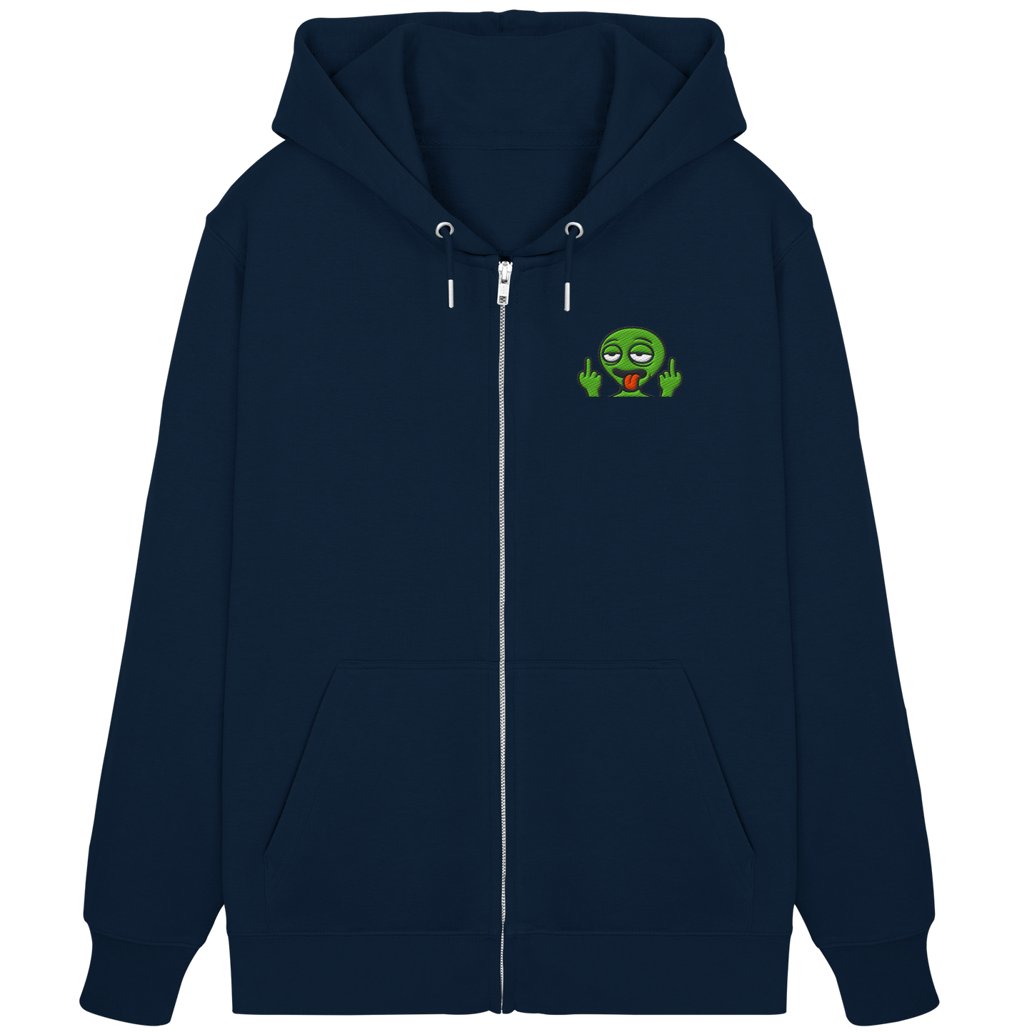 Alien mit Mittelfinger – Ich will nach Hause, aber erst flippe ich euch noch - Organic Zipper (Stick)