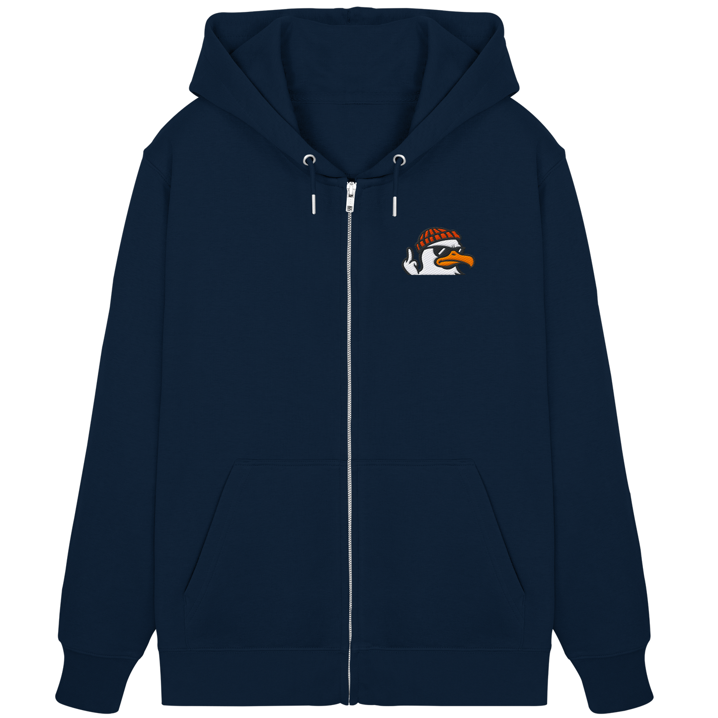Möwe mit Mittelfinger – Klarstellung in Federform - Organic Zipper (Stick)