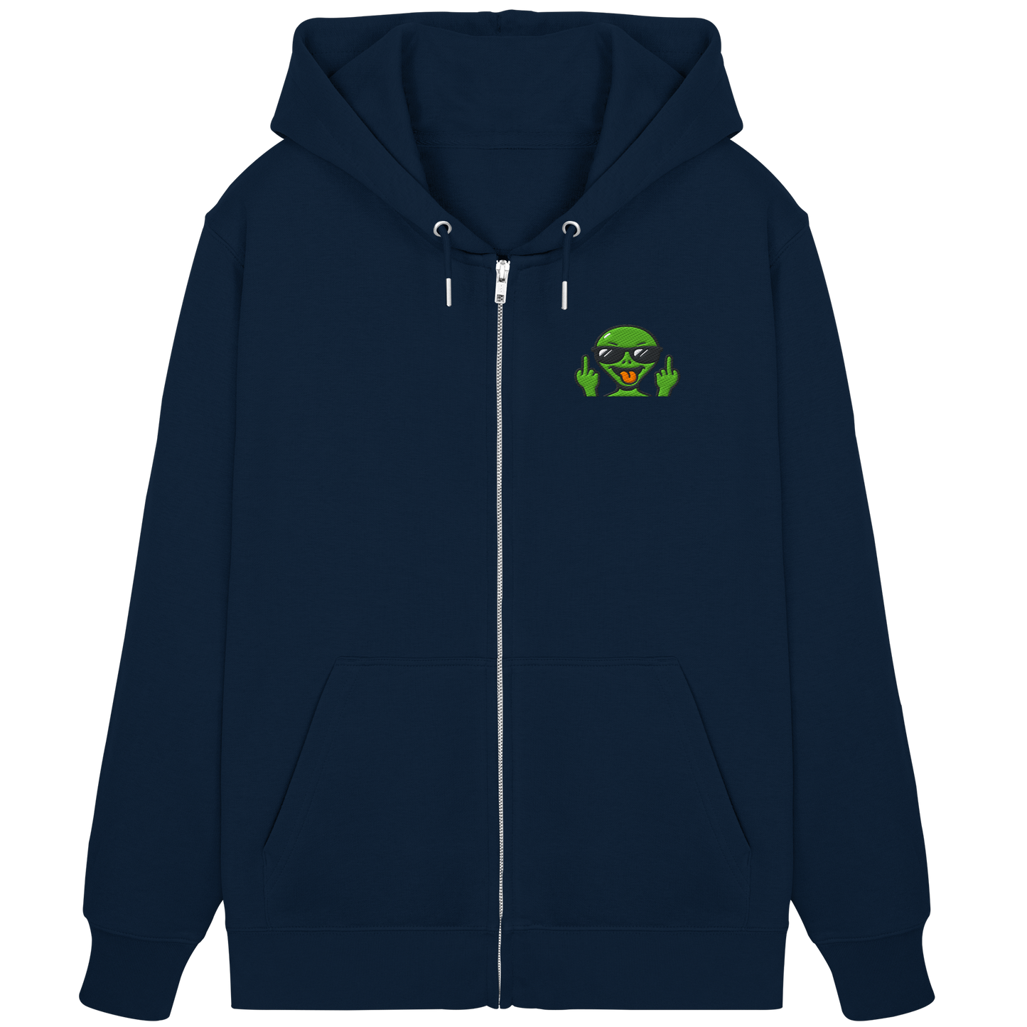 Alien mit Mittelfinger – Grüße vom Planeten Genervt - Organic Zipper (Stick)