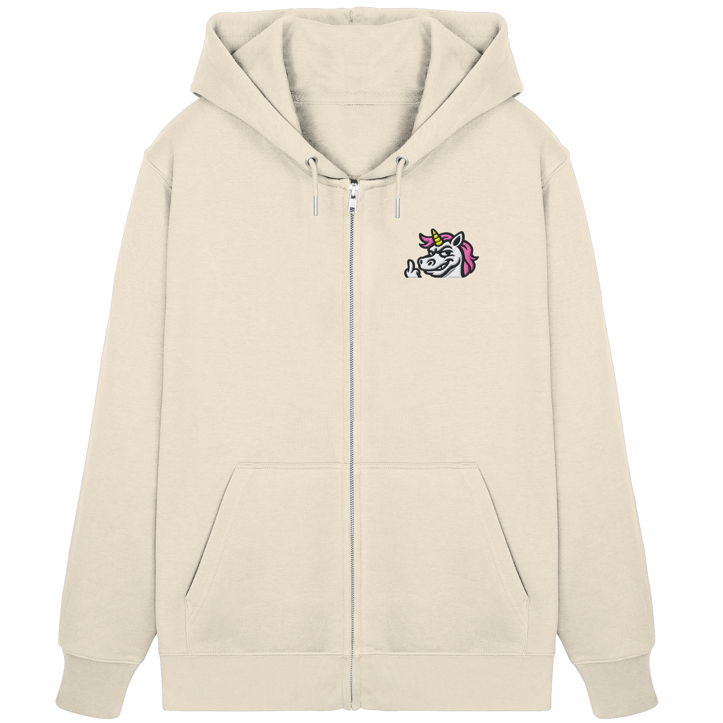 Einhorn mit Mittelfinger – Zu süß zum Ertragen, zu frech zum Ignorieren - Organic Zipper (Stick)