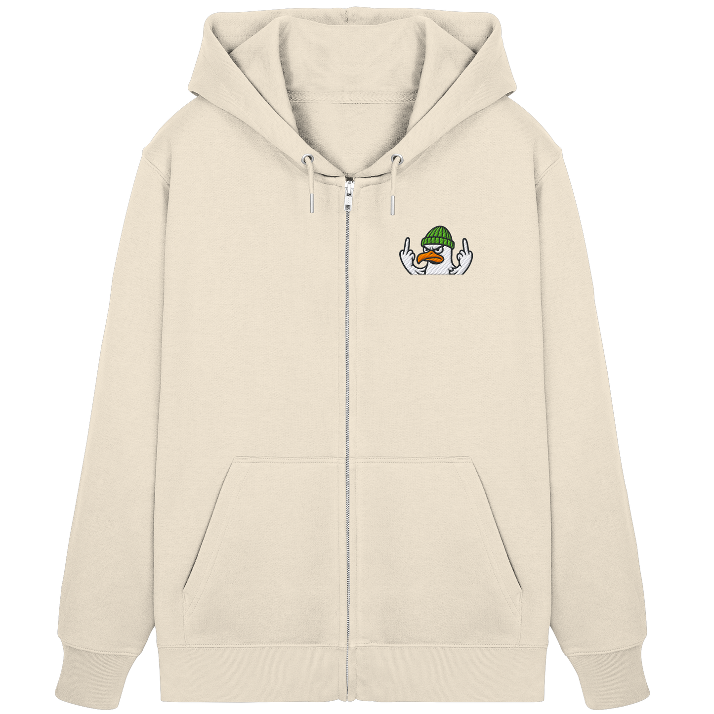Möwe mit Mittelfinger – Vogel zeigen, Stil behalten - Organic Zipper (Stick)