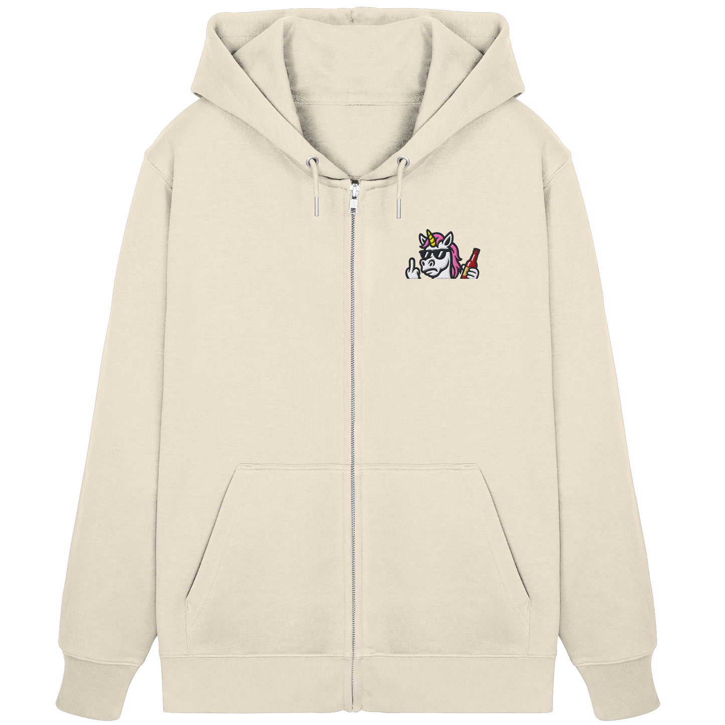 Einhorn mit Mittelfinger – Rave-Rainbow in Rebellion - Organic Zipper (Stick)
