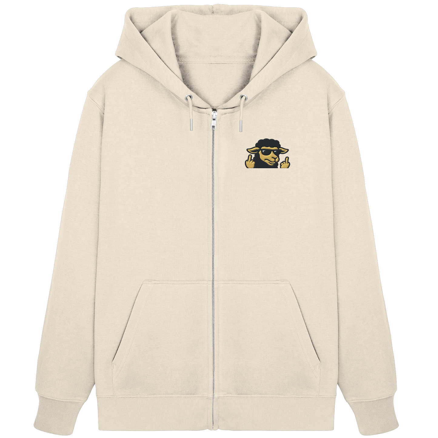 Schwarzes Schaf mit Mittelfinger – Schluss mit Nettigkeit - Organic Zipper (Stick)