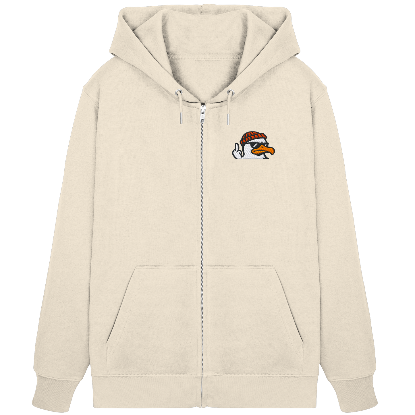 Möwe mit Mittelfinger – Klarstellung in Federform - Organic Zipper (Stick)