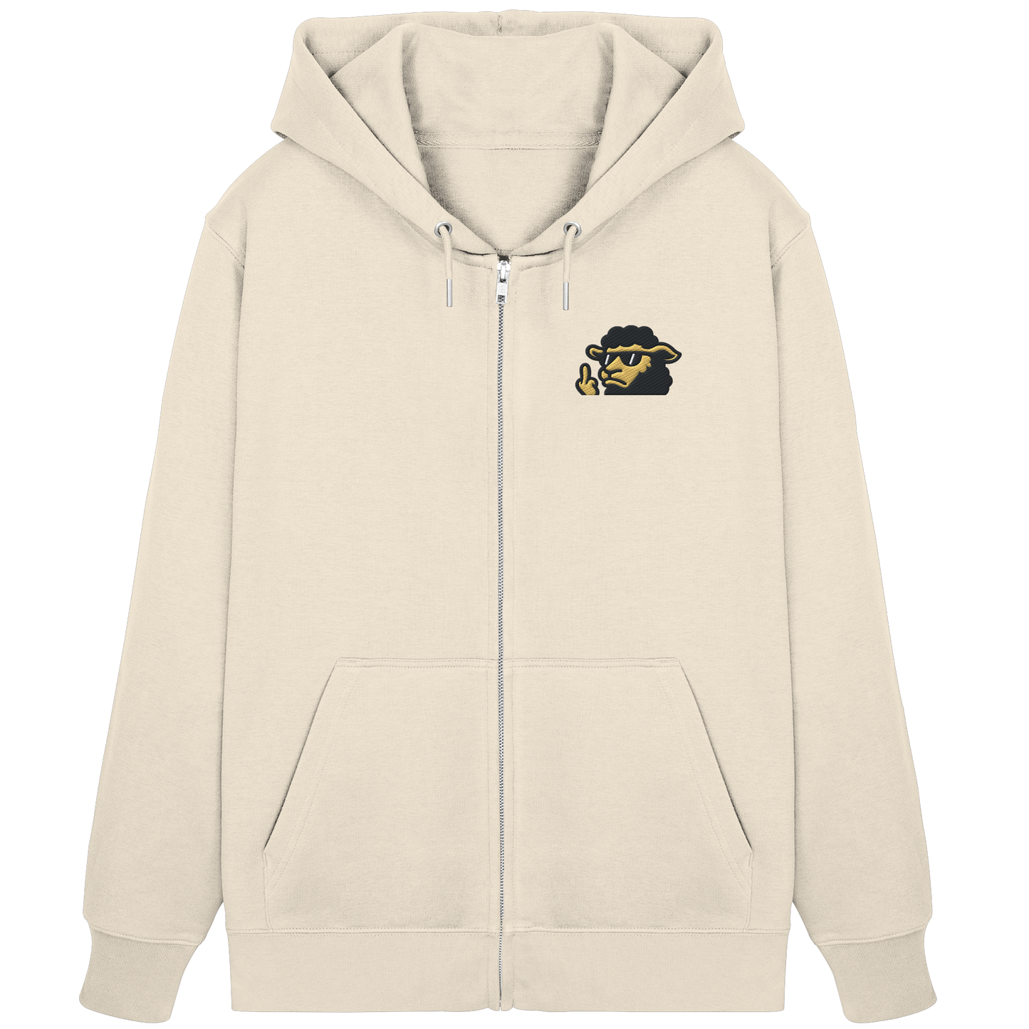 Schwarzes Schaf mit Mittelfinger – Lieber auffallen als mitlaufen - Organic Zipper (Stick)