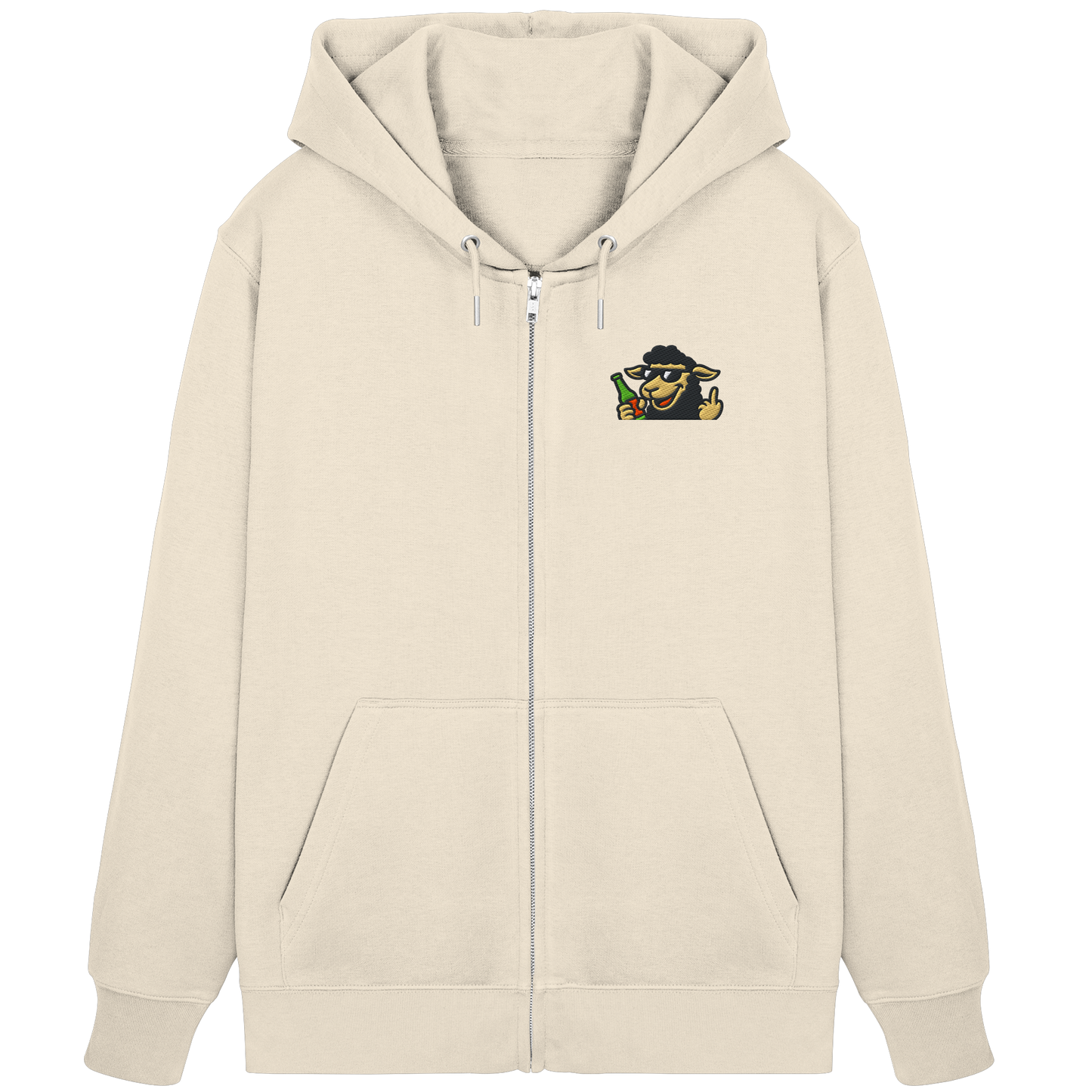 Schaf mit Mittelfinger im Partymodus – Zu viel Konfetti, zu wenig Geduld - Organic Zipper (Stick)