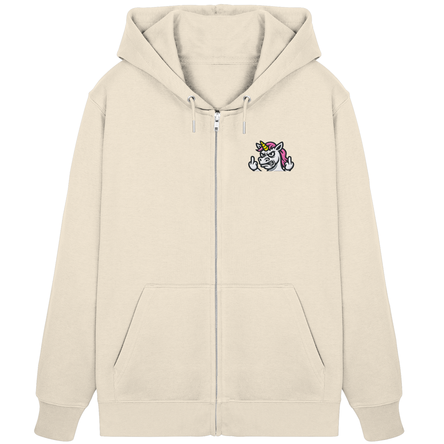 Einhorn mit Mittelfinger – Sag’s mit dem Horn - Organic Zipper (Stick)