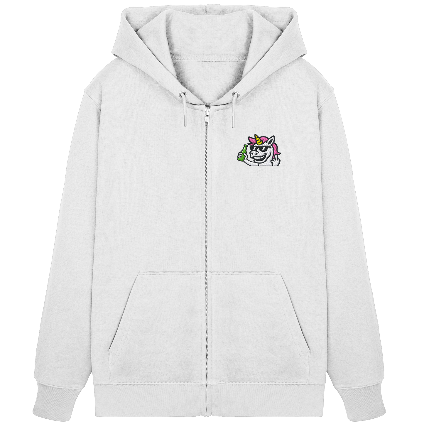 Einhorn mit Mittelfinger – Im Partymodus scheißt’s auf Glitzerregeln - Organic Zipper (Stick)