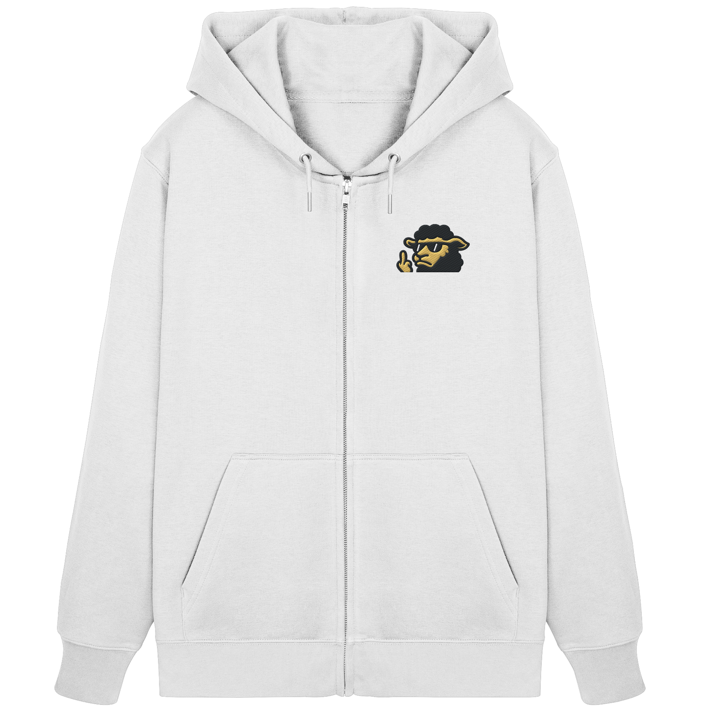 Schwarzes Schaf mit Mittelfinger – Lieber auffallen als mitlaufen - Organic Zipper (Stick)