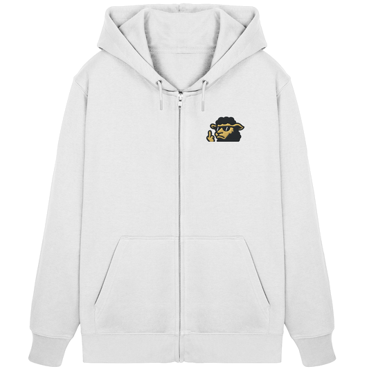 Schwarzes Schaf mit Mittelfinger – Lieber auffallen als mitlaufen - Organic Zipper (Stick)