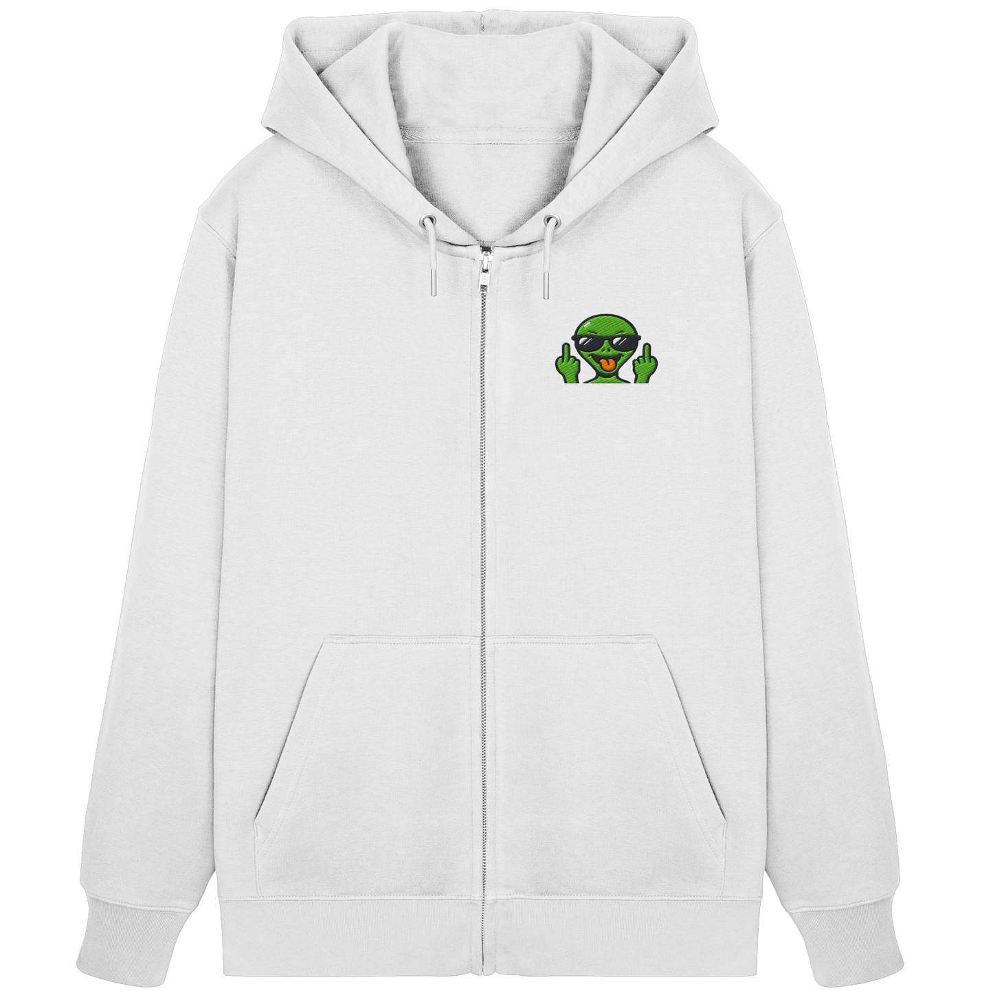 Alien mit Mittelfinger – Grüße vom Planeten Genervt - Organic Zipper (Stick)