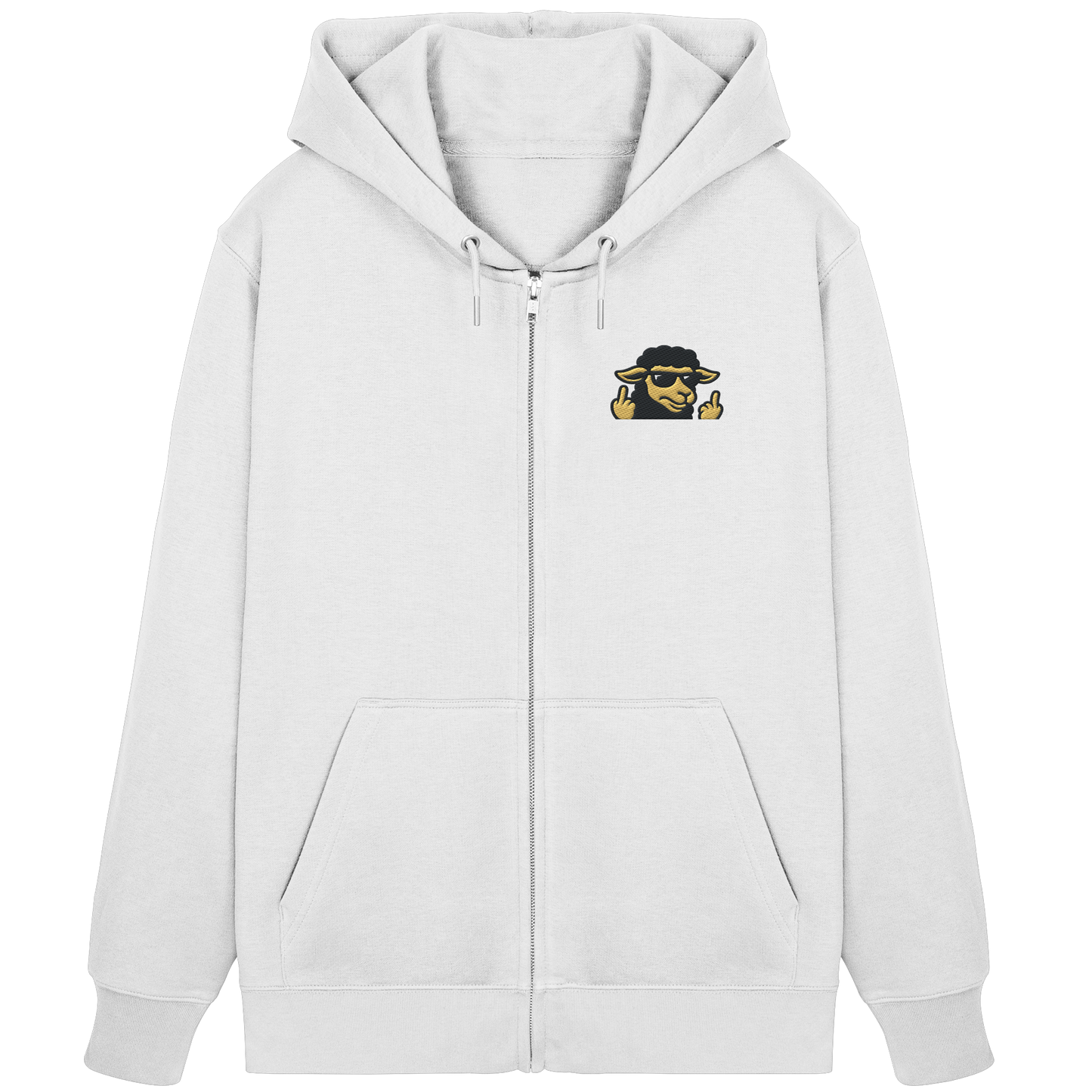Schwarzes Schaf mit Mittelfinger – Schluss mit Nettigkeit - Organic Zipper (Stick)