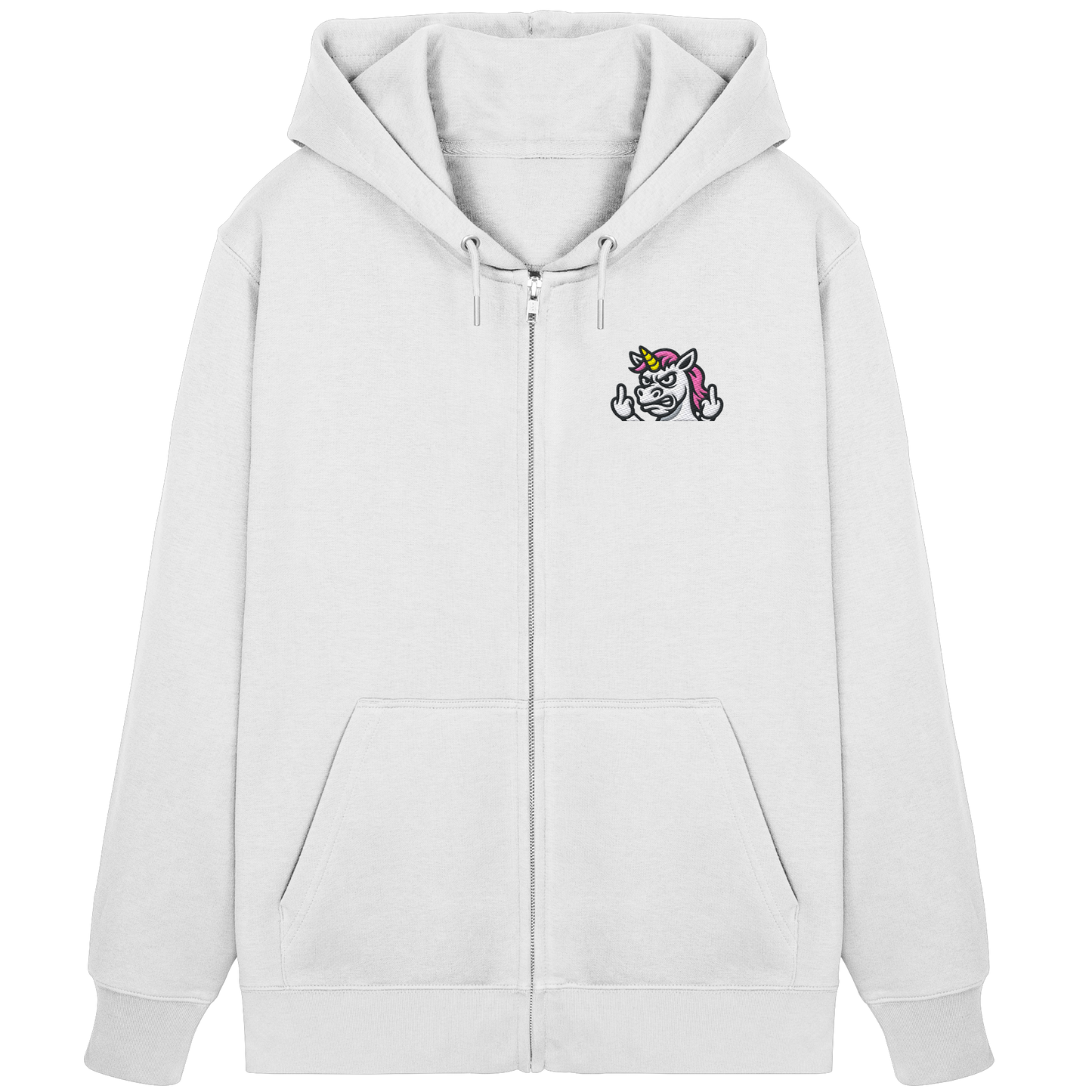 Einhorn mit Mittelfinger – Sag’s mit dem Horn - Organic Zipper (Stick)