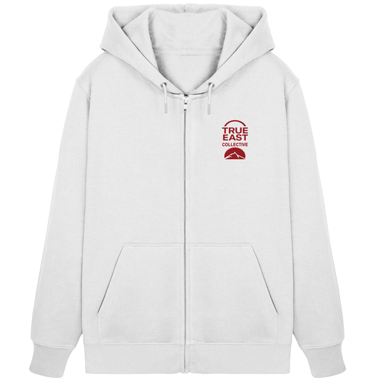 True East Logo + Bergsilhouette – Zuhause ist ein Horizont - Organic Zipper (Stick)