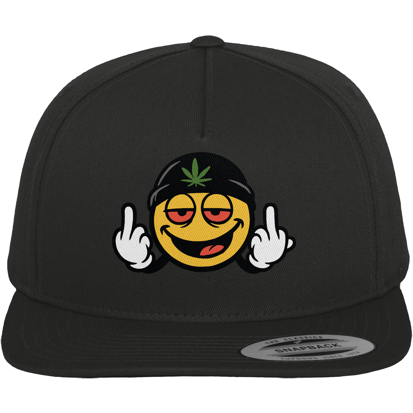 Smiley mit Mittelfinger – Lächeln. Ziehen. Grenzen setzen. - Premium Snapback