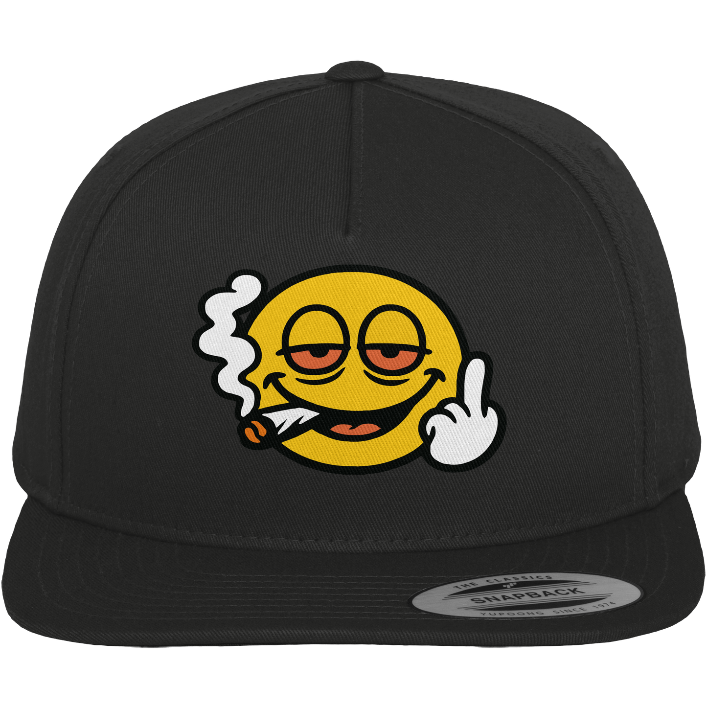 Smiley mit Mittelfinger – Wie ein Joint, nur zum Anziehen - Premium Snapback