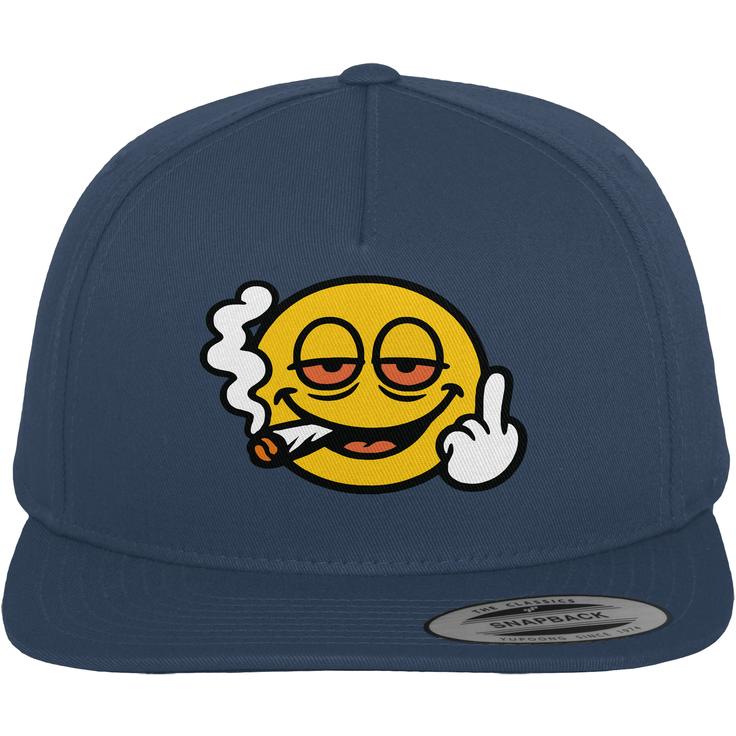 Smiley mit Mittelfinger – Wie ein Joint, nur zum Anziehen - Premium Snapback