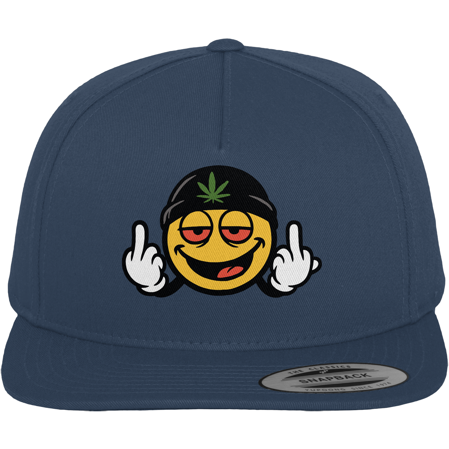 Smiley mit Mittelfinger – Lächeln. Ziehen. Grenzen setzen. - Premium Snapback